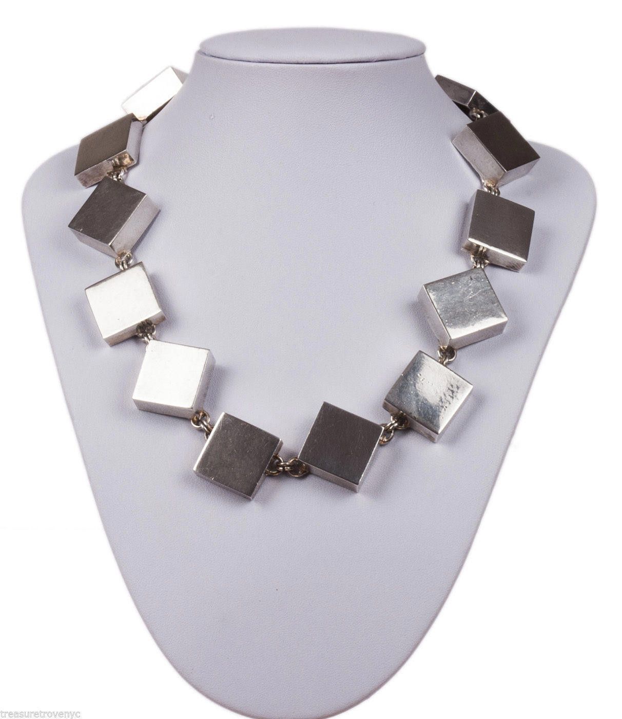 Claude Montana Claude Montana Silver Plated Square Link Necklace Size ONE SIZE - 1 Thumbnail