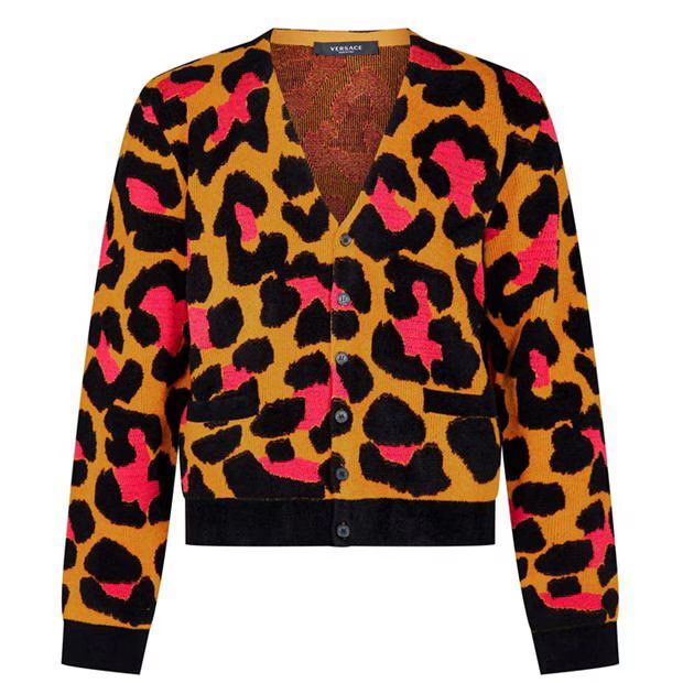 Versace o1g2r1mq0824 Leopard Knit Cardigan in Multicolor Size US L / EU 52-54 / 3 - 1 Thumbnail