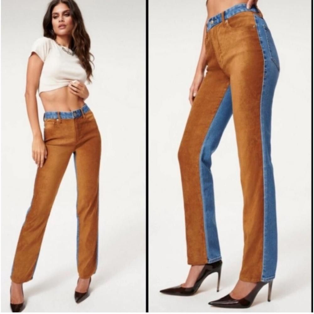 Designer Good American l Icon Suede Mixing Jeans 28/8 Size 28" / US 6 / IT 42 - 1 Thumbnail