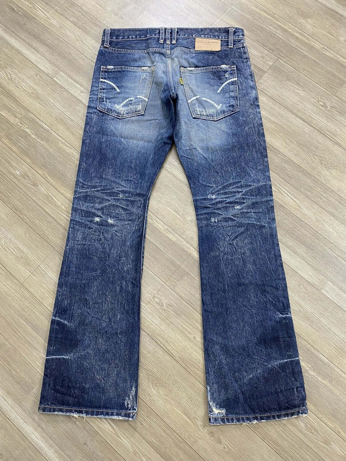If Six Was Nine 2000s Dot & Stripe Distressed Punk Lgb Style Flared Jeans Size US 30 / EU 46 - 19 Thumbnail