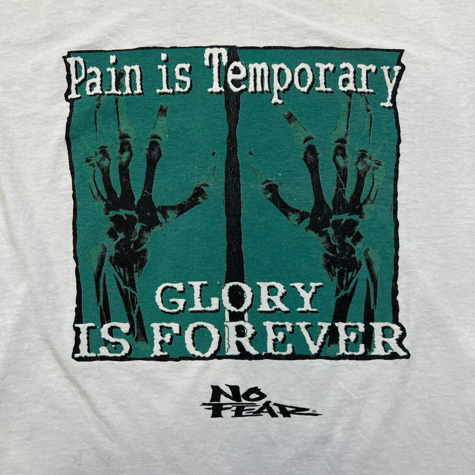 No Fear × Vintage 90s No Fear T Shirt XL Pain Temporary Single Stitched Tee Size US XL / EU 56 / 4 - 2 Thumbnail