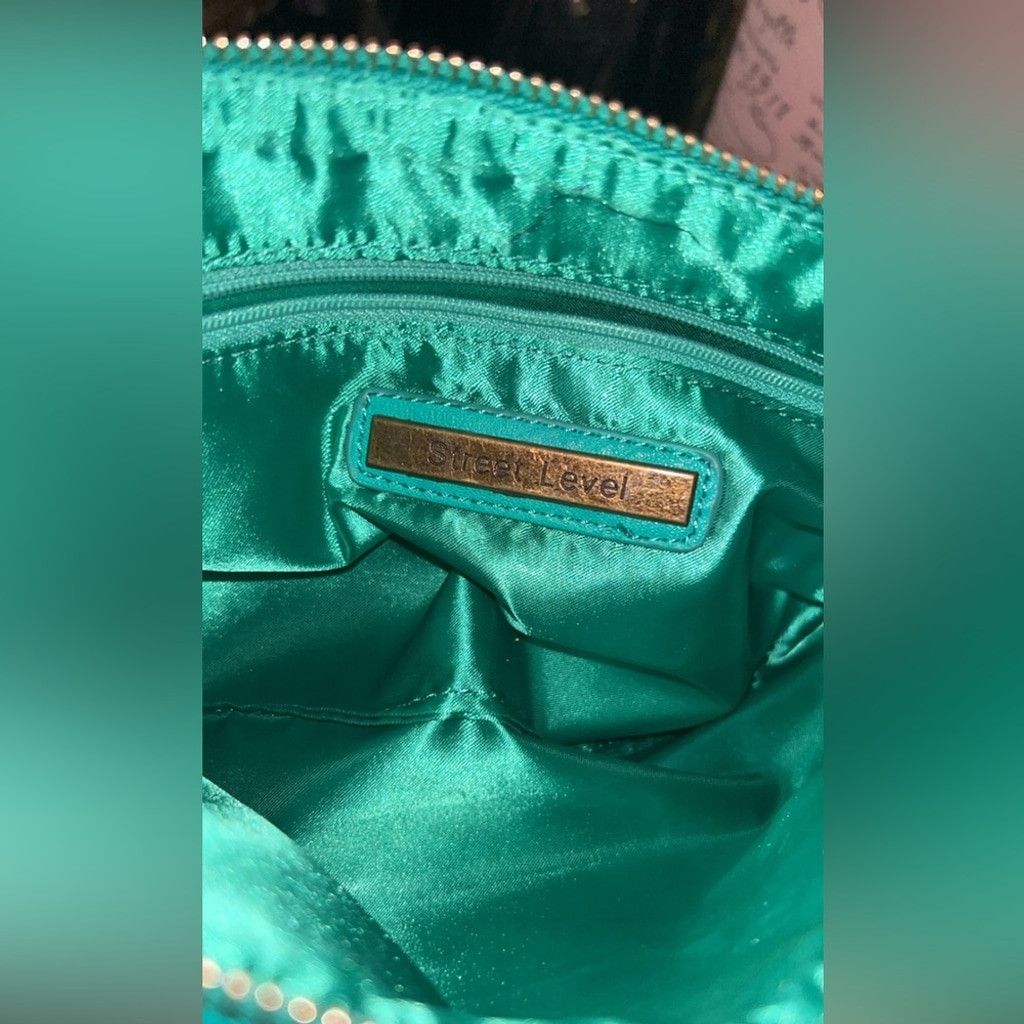 Other Teal blue crossbody purse with gold accents #boho #festival Size ONE SIZE - 4 Thumbnail
