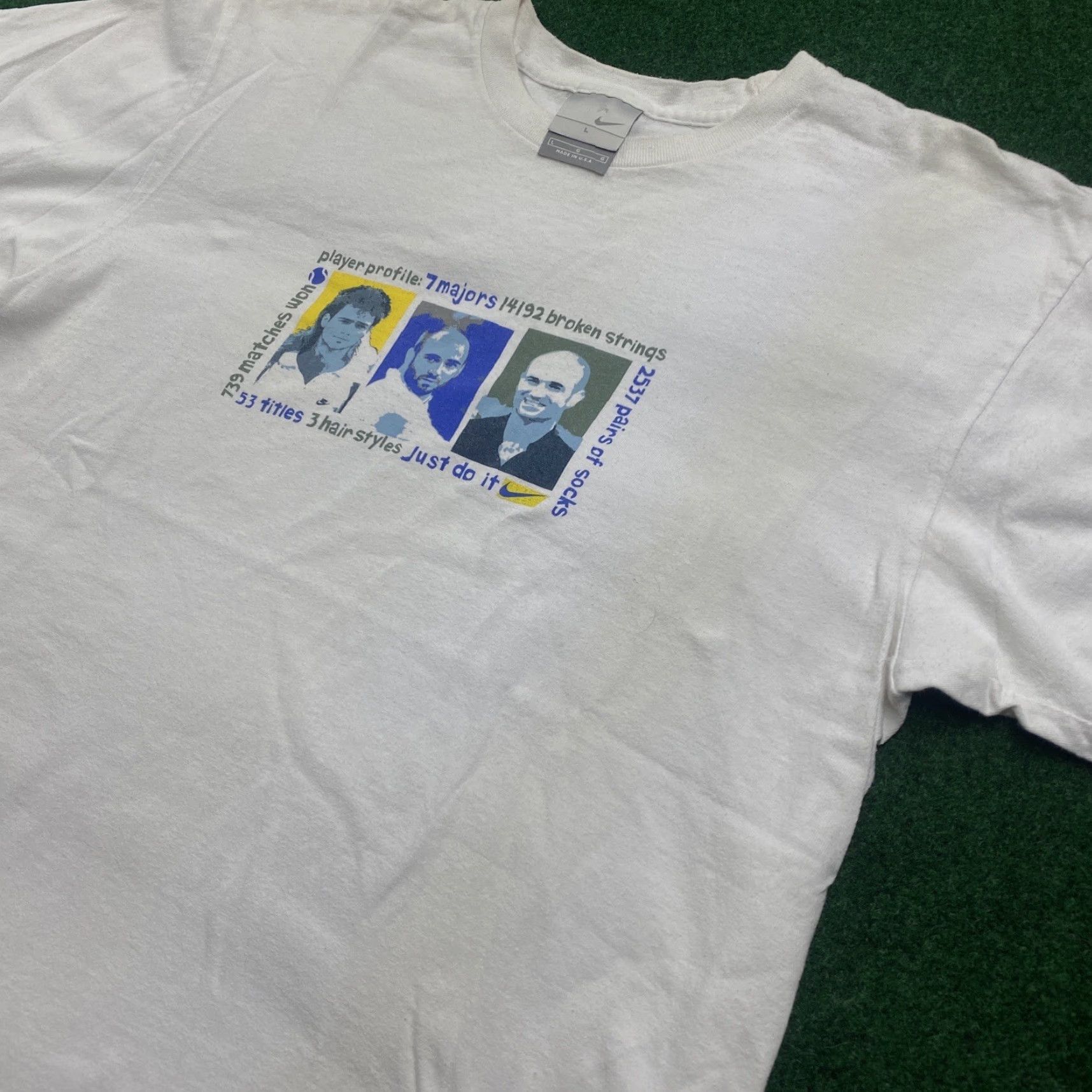 Nike Nike Shirt Mens L White Y2K NYC Tennis Swoosh Logo Tee 2002 Vintage Size US L / EU 52-54 / 3 - 2 Thumbnail