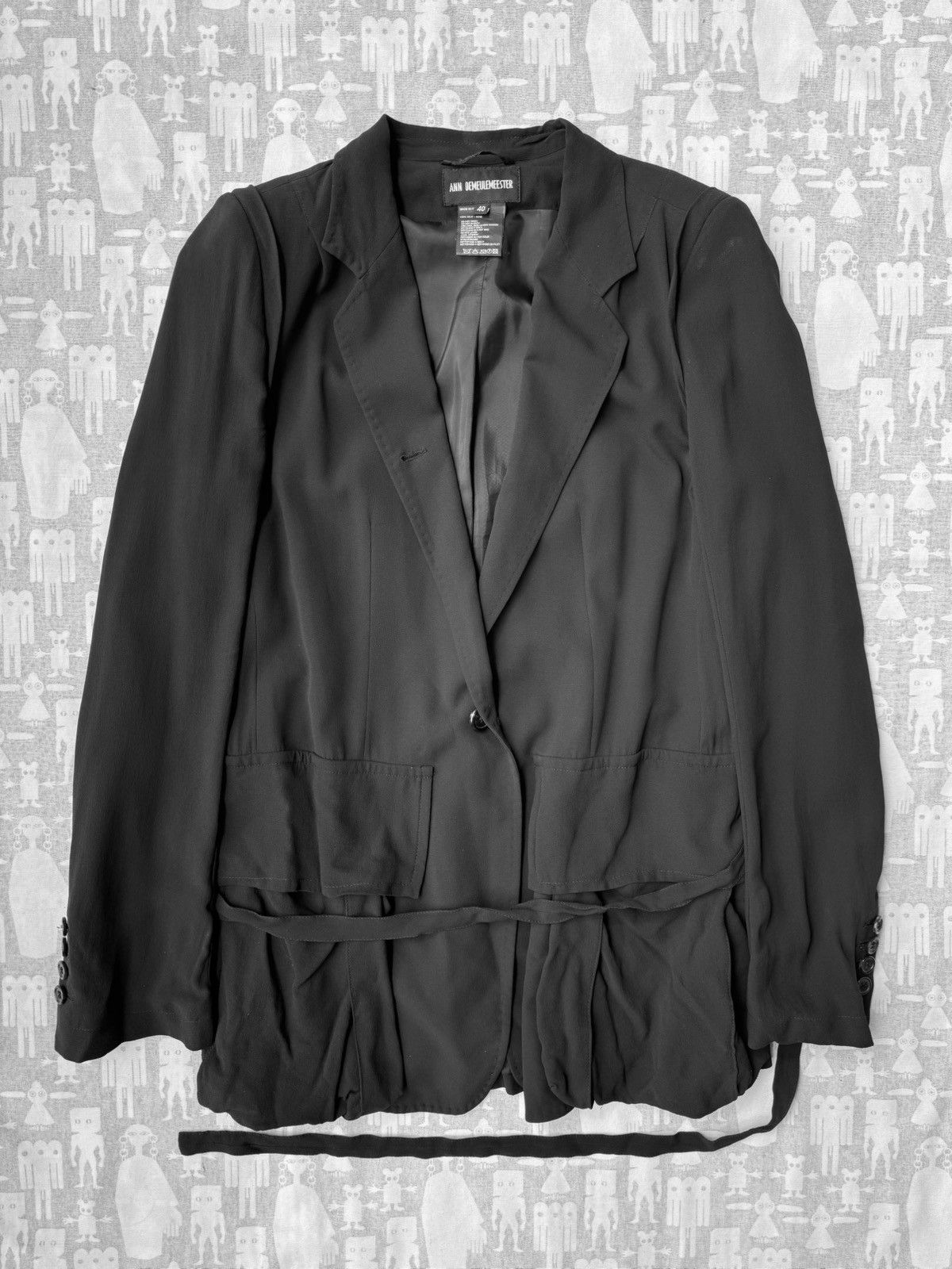 Ann Demeulemeester Ann Demeulemeester SS04 Silk Cargo Belted Tailored Jacket Size S / US 4 / IT 40 - 1 Thumbnail