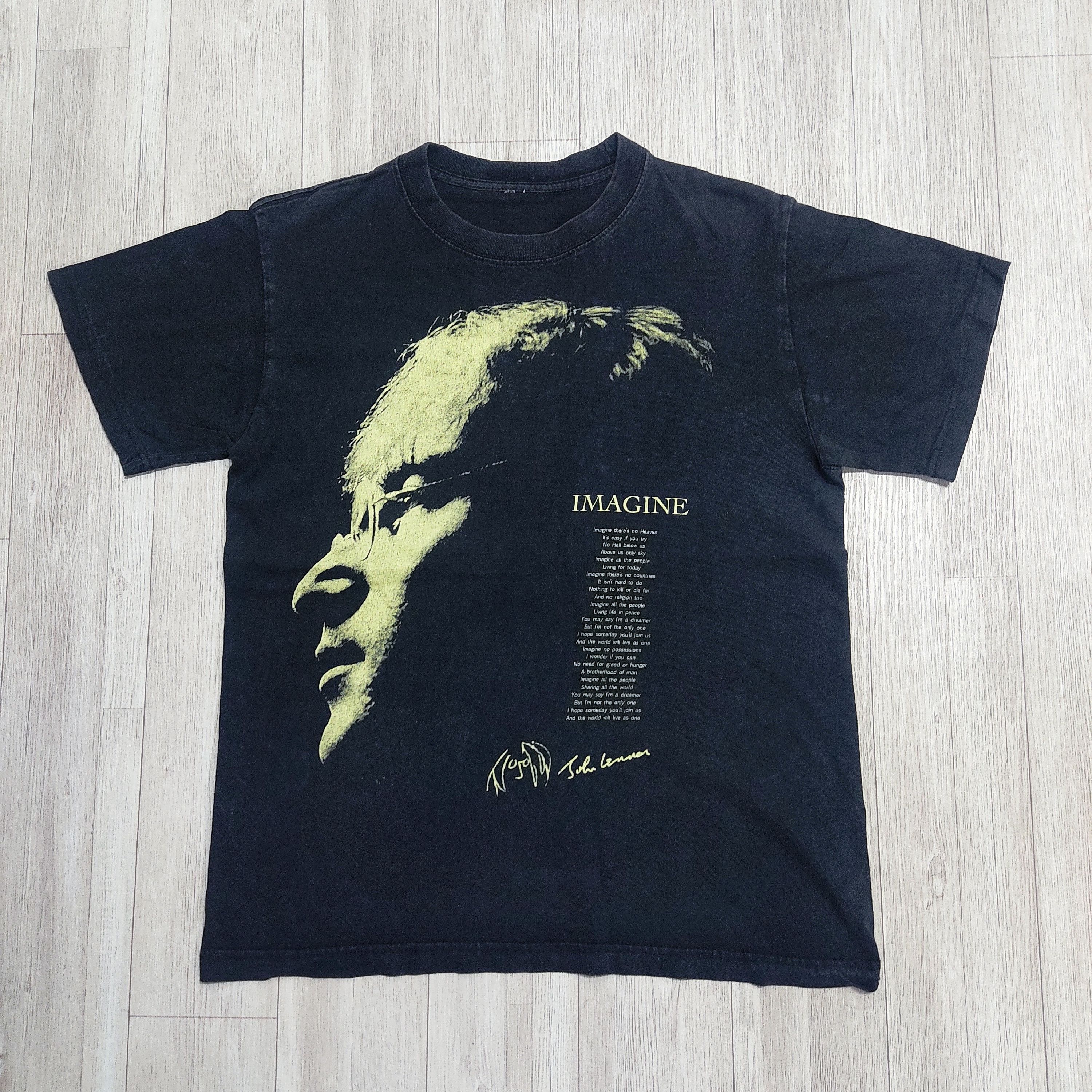 Band Tees Vtg JOHN LENNON Imagine Lyrics Potret Big Print T-shirt Size US M / EU 48-50 / 2 - 2 Thumbnail
