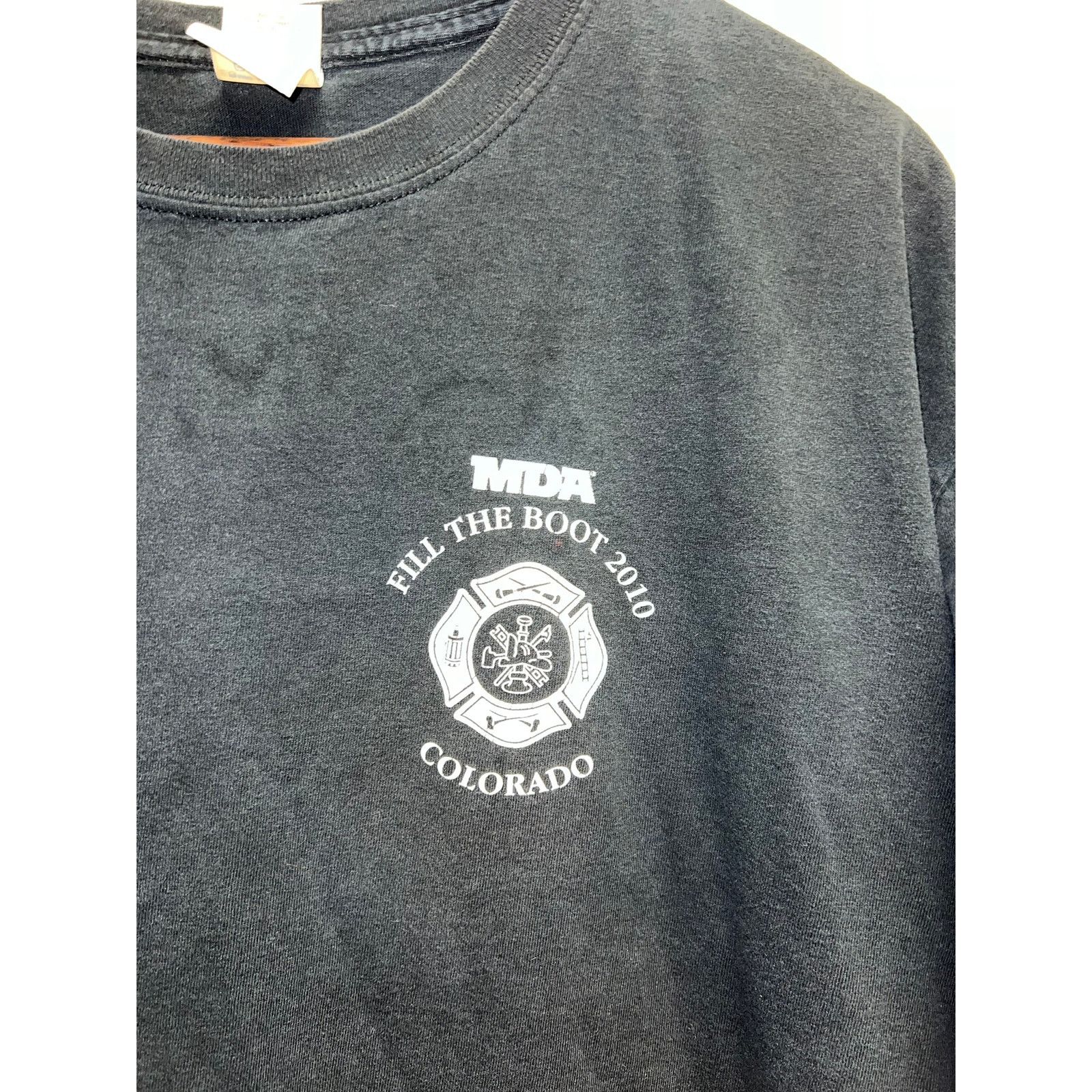 Gildan Vintage Fill The Boot Fire Fighter Shirt MDA Black Tee VTG X Size US XL / EU 56 / 4 - 3 Thumbnail