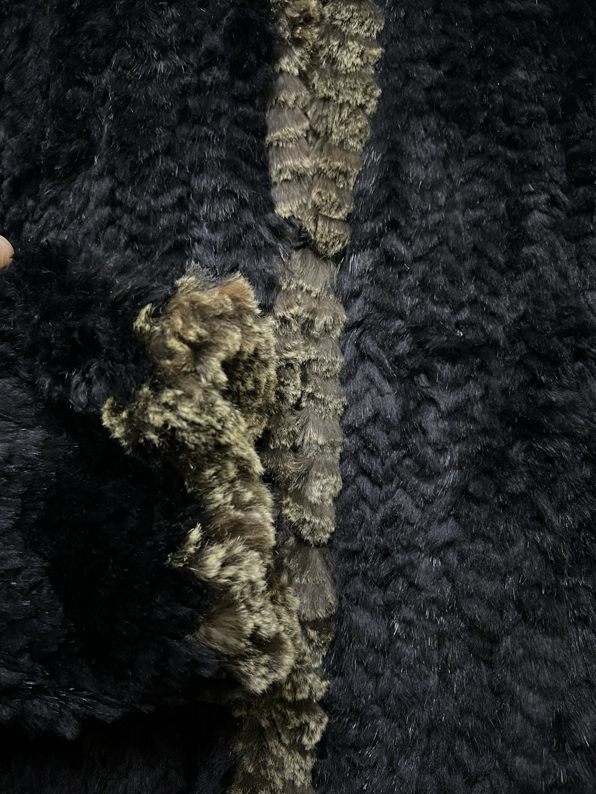 Leather Furugi USED vintage 100% silk rabbit fur reversible jacket Size US L / EU 52-54 / 3 - 21 Thumbnail
