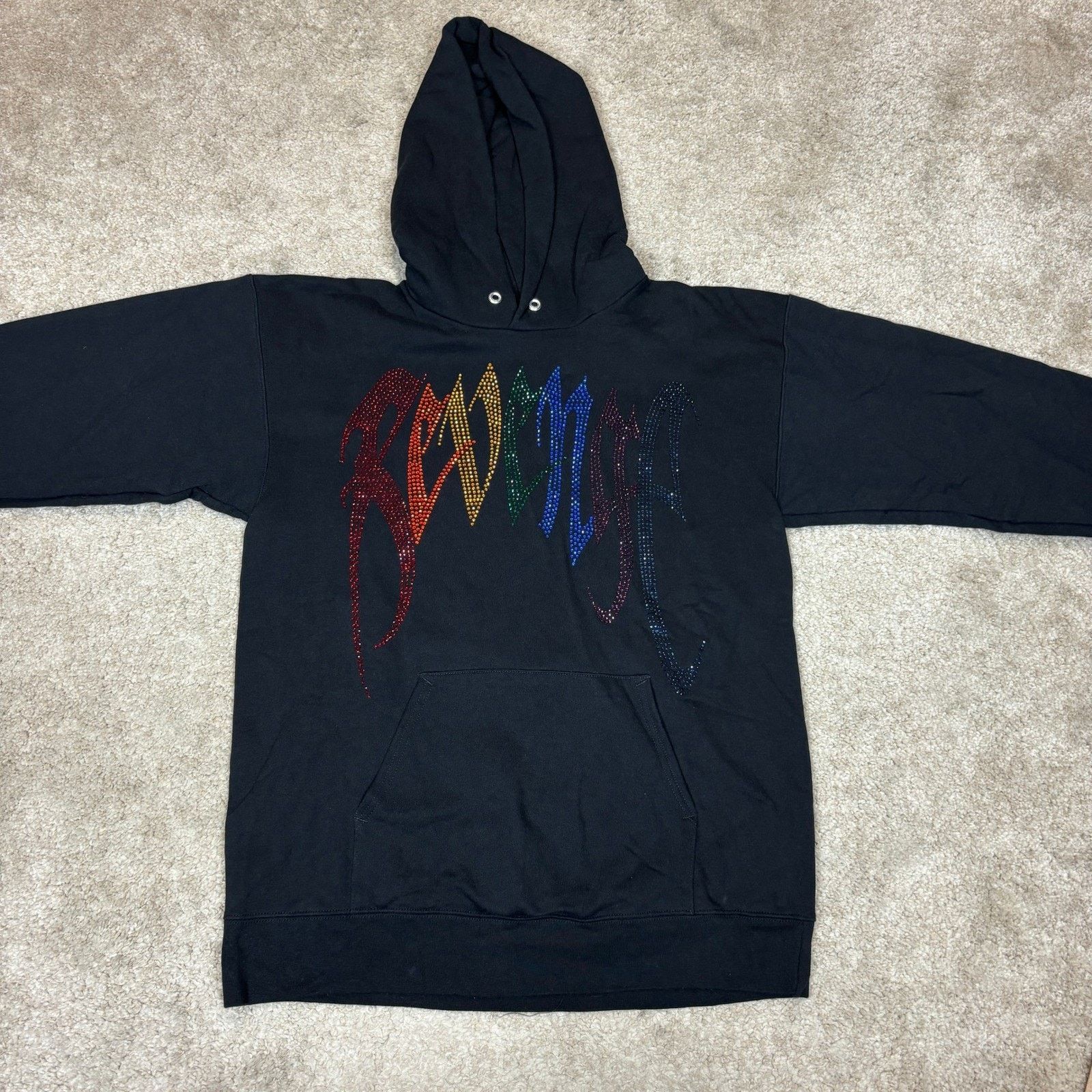 Revenge REVENGE Rhinestone Hoodie Mens Size S Black Streetwear Size US S / EU 44-46 / 1 - 2 Thumbnail