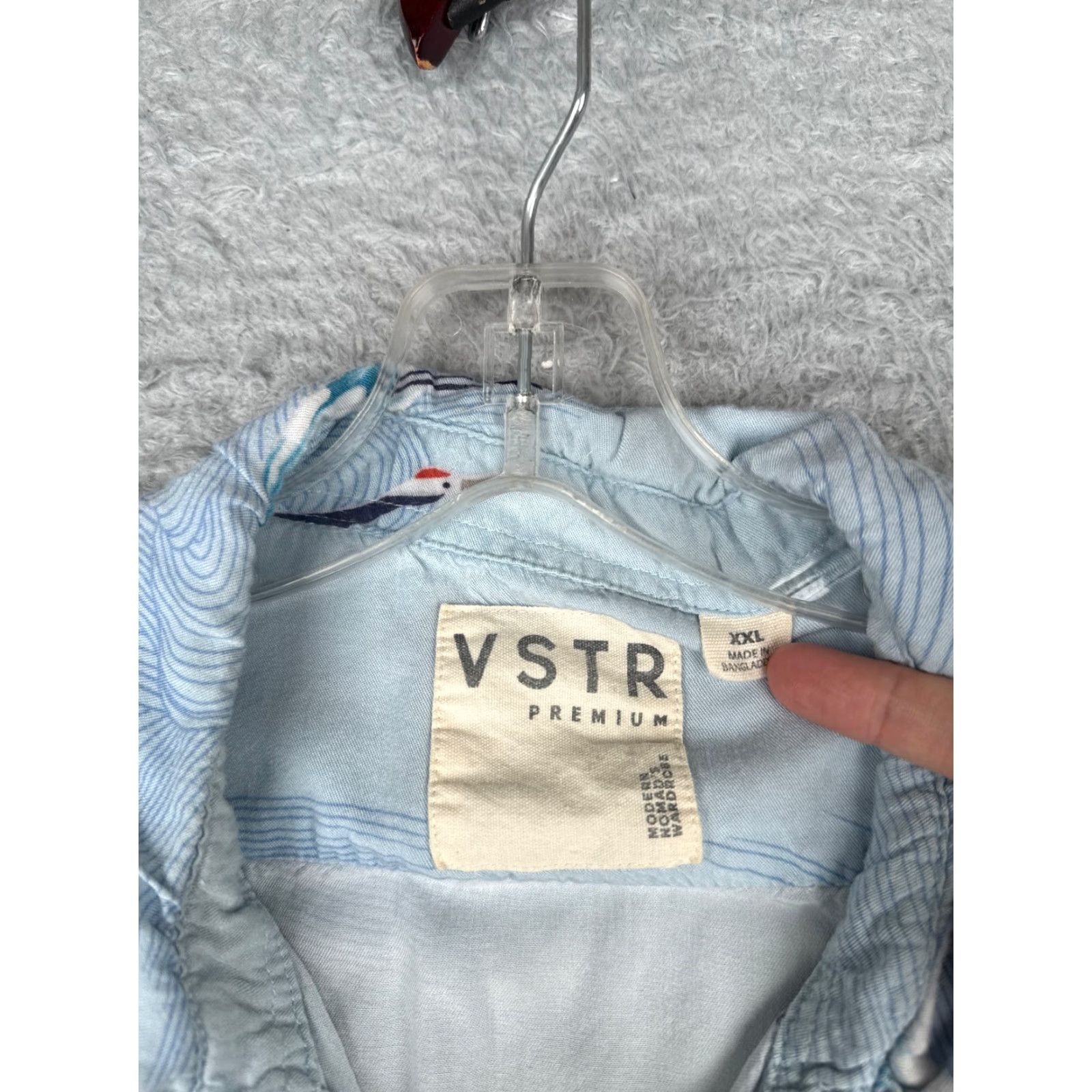 Vintage VSTR Shirt Men 2XL XXL Blue Cranes Waves Button Up 100% Cotton Hawaiian READ Size US S / EU 44-46 / 1 - 7 Thumbnail
