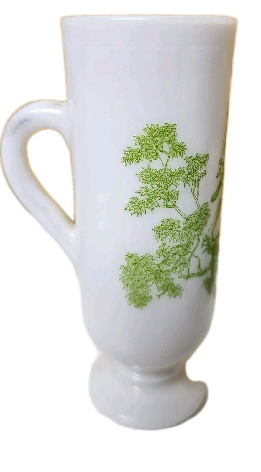 Other Vintage Milk Glass with Green Toile Design Footed Cup Avon Size ONE SIZE - 4 Thumbnail