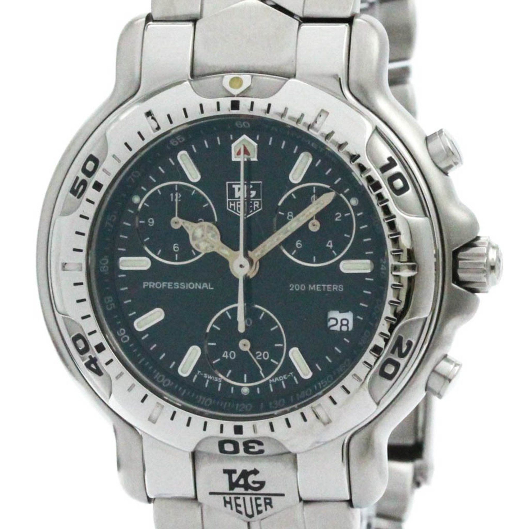 Polished Tag Heuer 6000 Chronograph Steel Quartz Mens Watch Ch1112 Bf581663 in Green, Women's