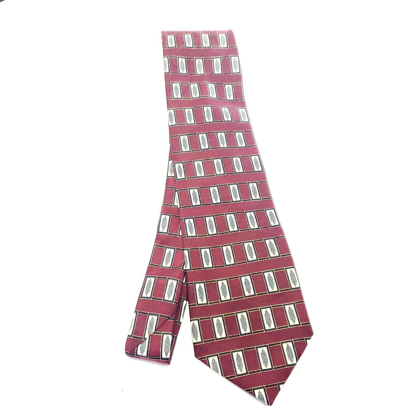 Puritan Puritan Red Silk Tie Woven Wide Short Geometric Size ONE SIZE - 6 Thumbnail