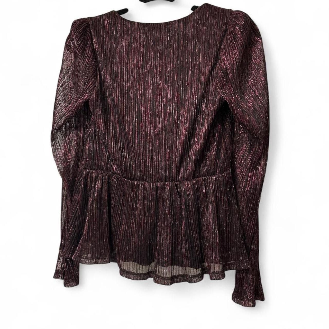 Vera Wang Vera Wang XS Burgundy sparkly pleated peplum long sleeves Size XS / US 0-2 / IT 36-38 - 4 Thumbnail