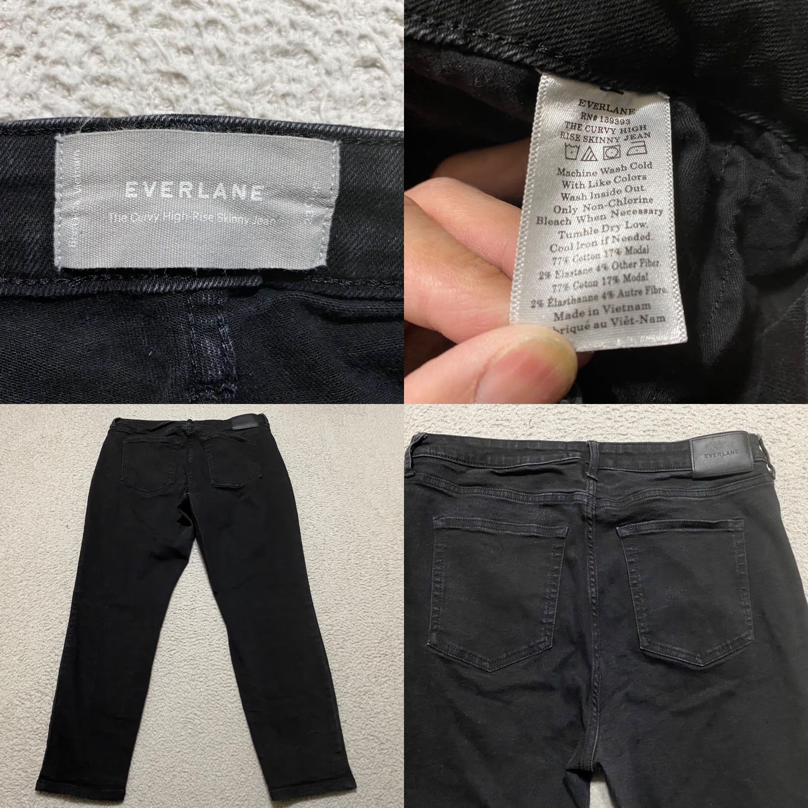 Everlane Everlane Jeans Womens High Rise Dark Wash Skinny Crop 33 Black Denim Cotton Spandex 5-Pocket Regular Womens Jeans Size 24" / US 00 / IT 34 - 8 Thumbnail