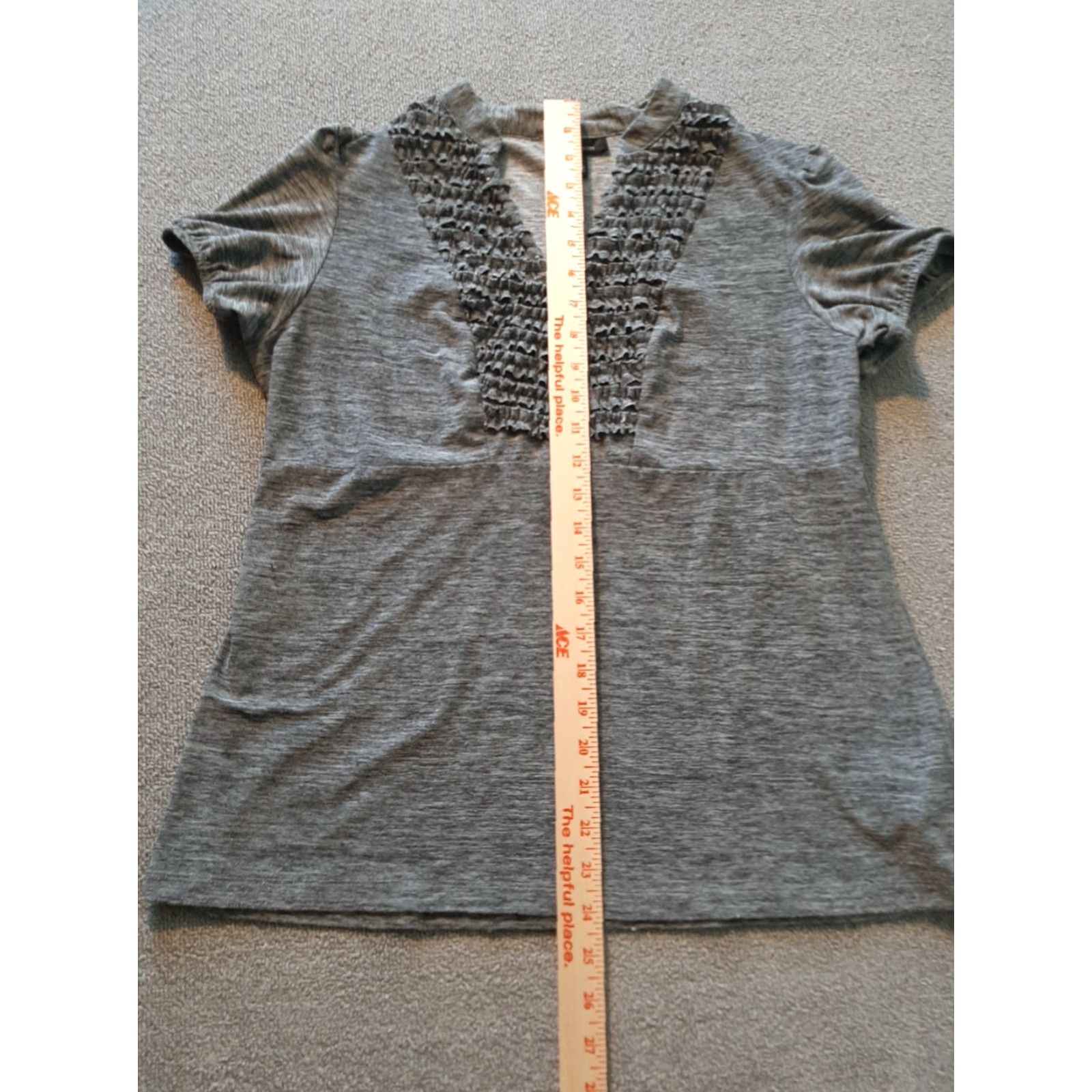 Vintage AGB Shirt Top Gray Short Sleeve Pullover Petite PL Womens Cap Sleeve Blouse Polyester Blend Size L / US 10 / IT 46 - 4 Thumbnail