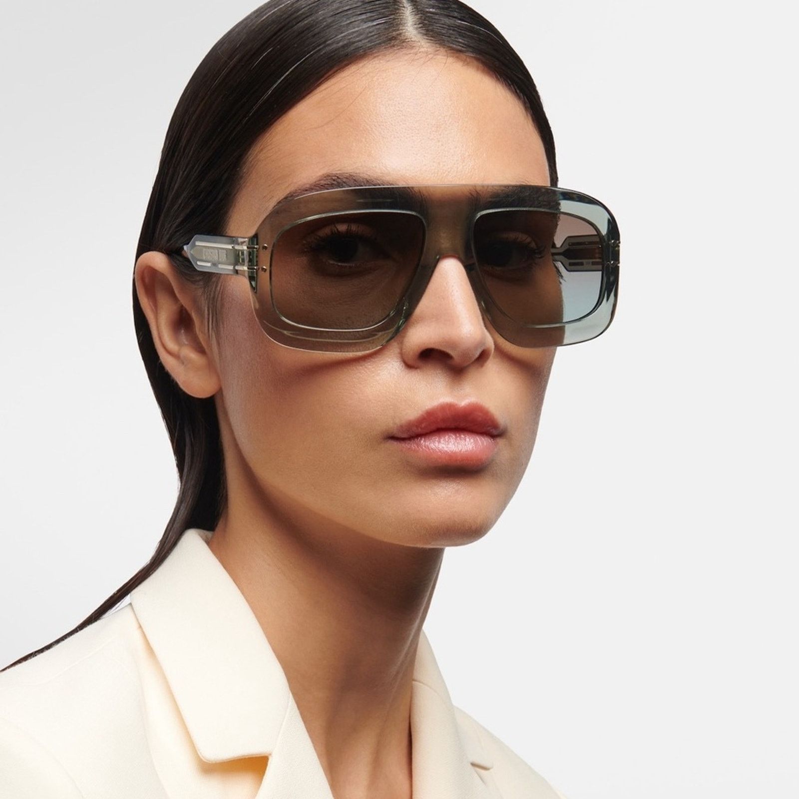 Dior Dior DIORBAY M1U 55C1 Sunglasses Green Geometric Frame 