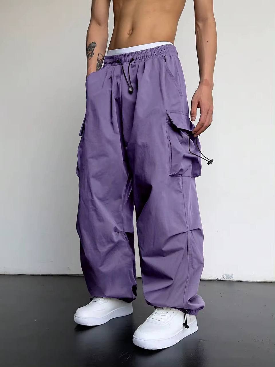 Vintage men's monochrome kargo pants y2k Size US 37 - 3 Thumbnail