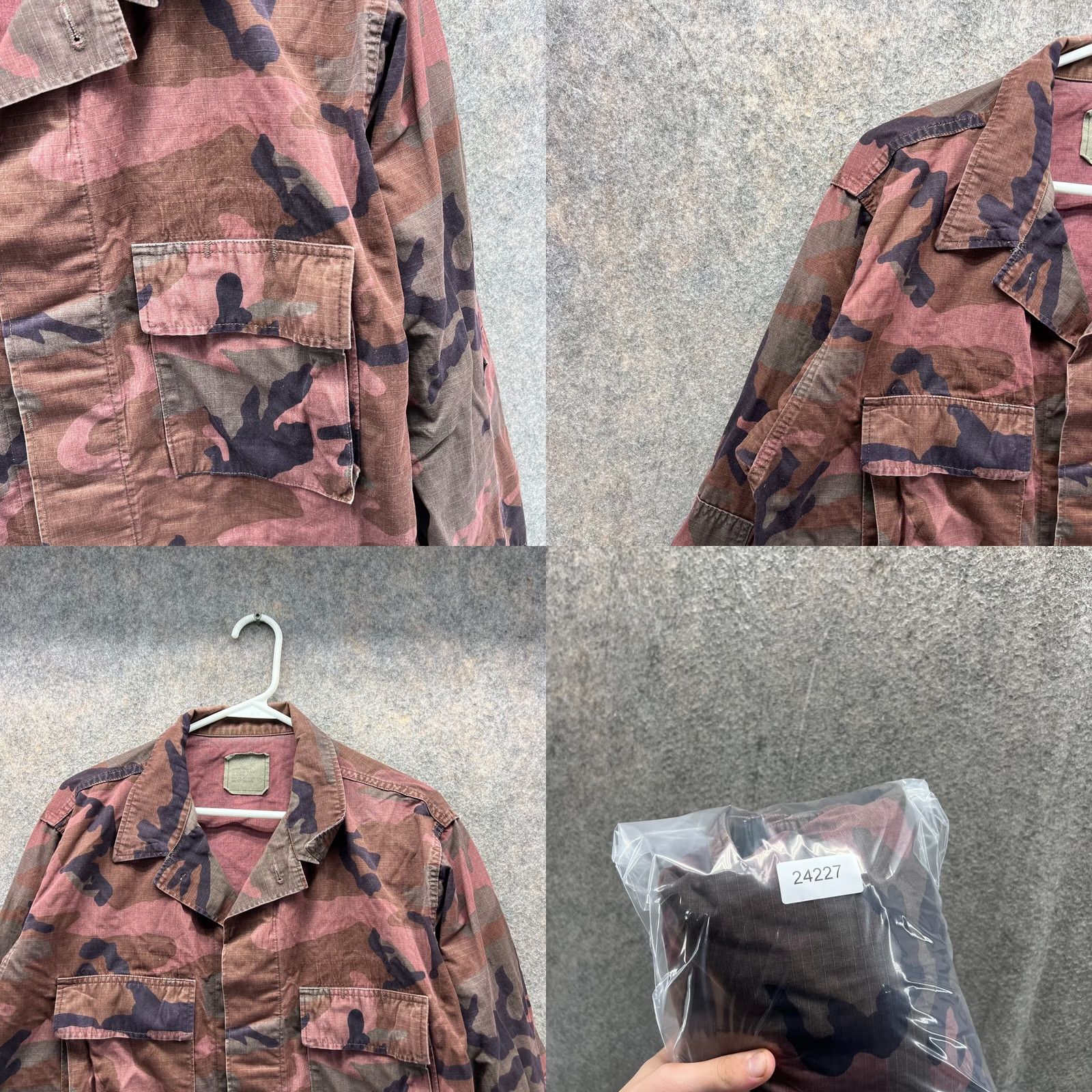 Vintage VINTAGE U.S. Military Jacket Mens Medium Adult Camouflage Cotton Canvas Long Regular Fall Winter Brown Green Red Button Front Size US M / EU 48-50 / 2 - 8 Thumbnail
