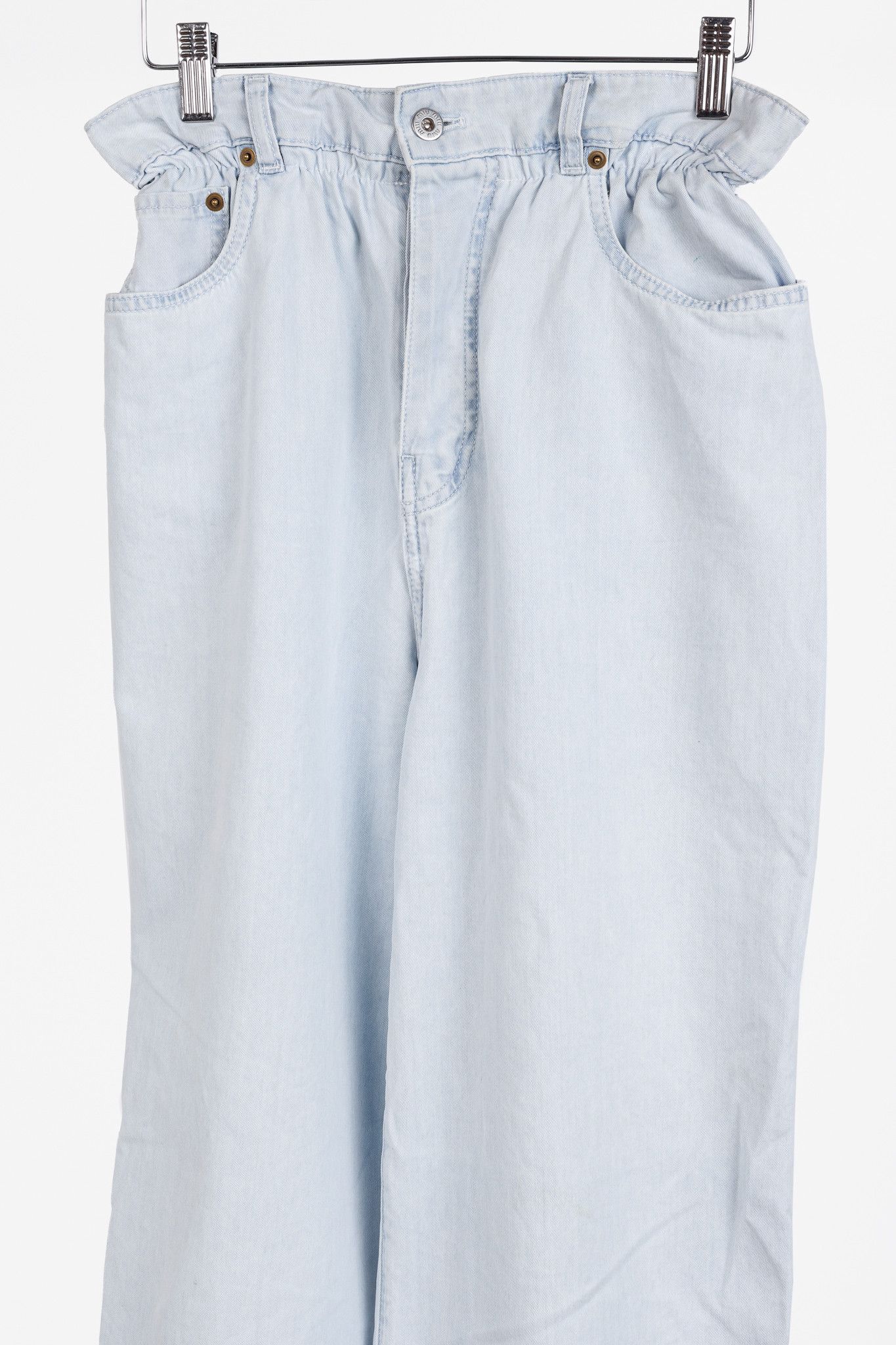 Miu Miu Miu Miu Light-Wash Twill Ruffled Wide-Leg Jeans Size 26" / US 2 / IT 38 - 3 Thumbnail