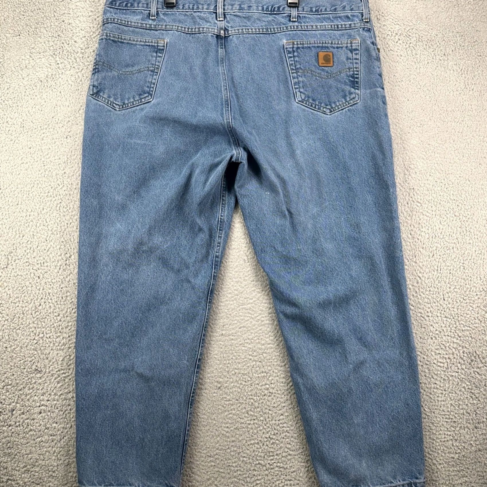 Carhartt Carhartt Men Relaxed Fit Jeans 48X30 Blue Denim Straight 5 Pocket WAIST 48 INSEAM 30 Logo Pockets Casual Workwear Mens Jeans Size US 32 / EU 48 - 2 Thumbnail