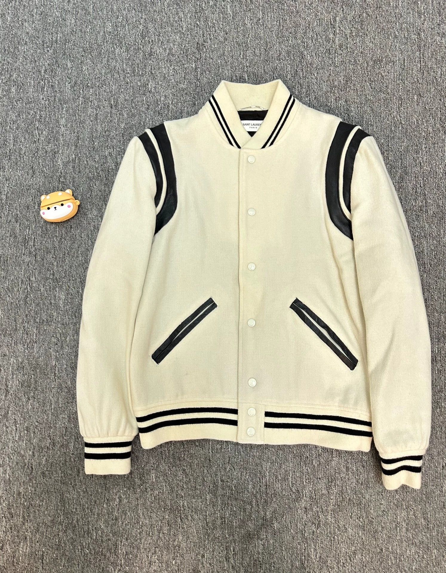 Saint Laurent Paris Saint Laurent Paris White patchwork baseball jacket Size US M / EU 48-50 / 2 - 1 Thumbnail