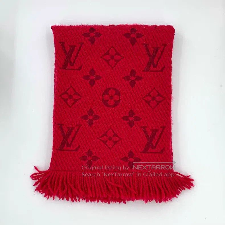 Louis Vuitton Louis Vuitton Red logo jacquard full print wool fringe sca Size ONE SIZE - 1 Thumbnail