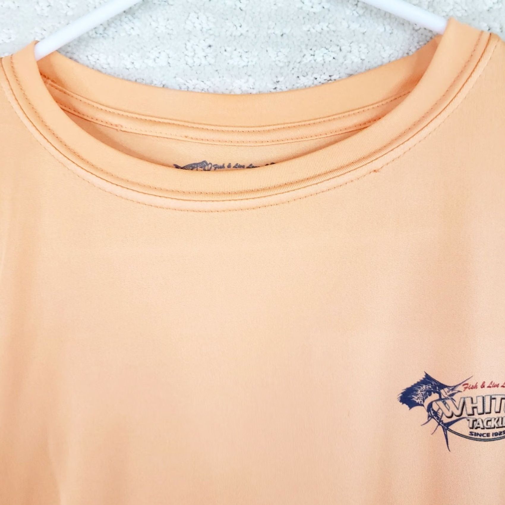 Vintage VINTAGE White's Tackle 50+ UV Shirt Men XL Sun Protection Long Sleeve Coral Orange Fishing Logo T-Shirt Regular Fit Size US XL / EU 56 / 4 - 4 Thumbnail