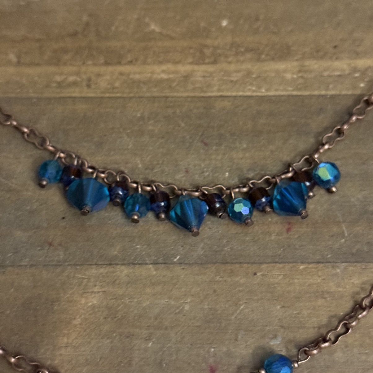 Other Long layered copper tone iridescent teal bead necklace Size ONE SIZE - 3 Thumbnail