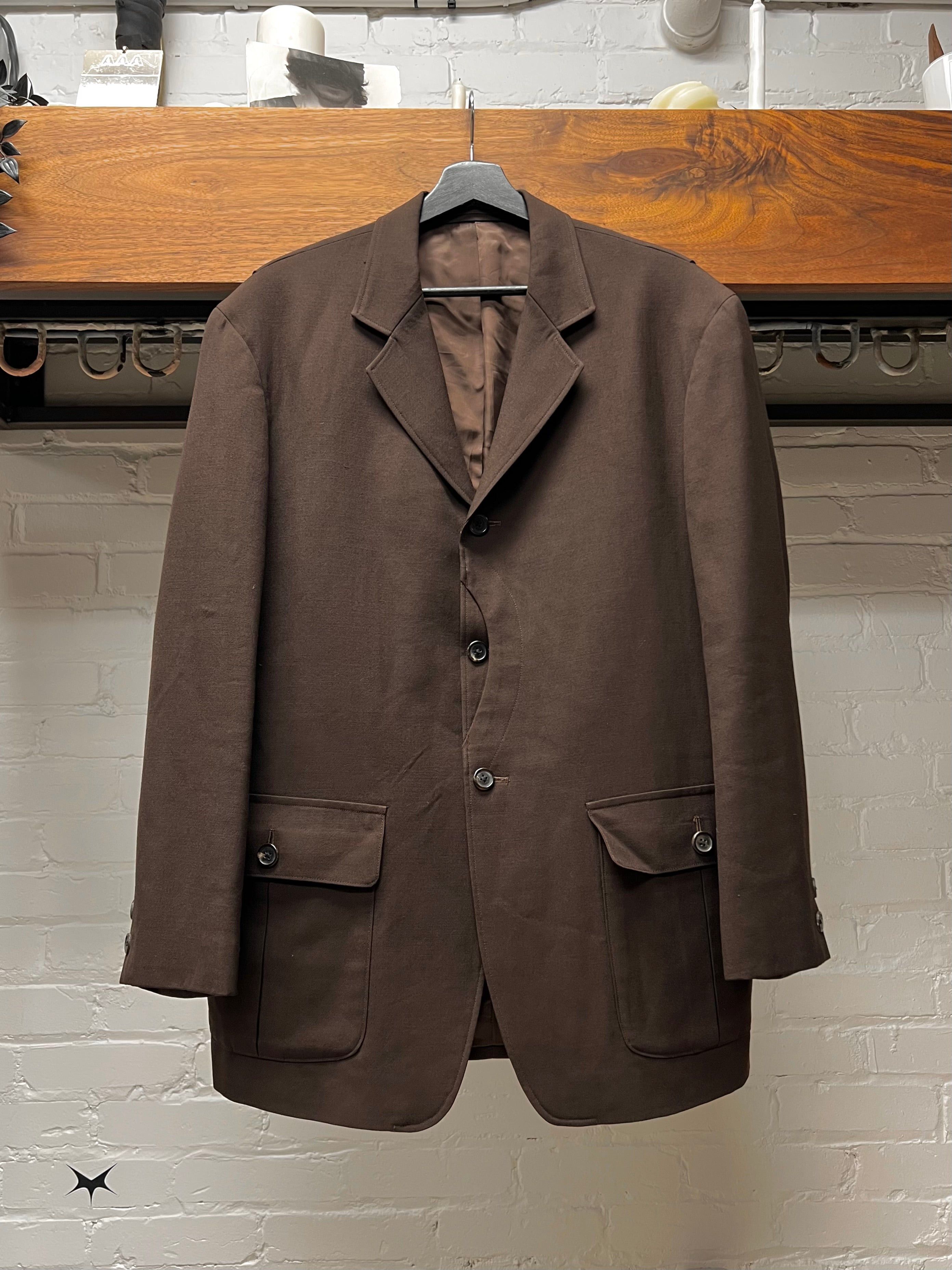 Yohji Yamamoto 90s Y’s for Men Brown ‘Exposed Button’ Blazer Size 36R - 1 Thumbnail