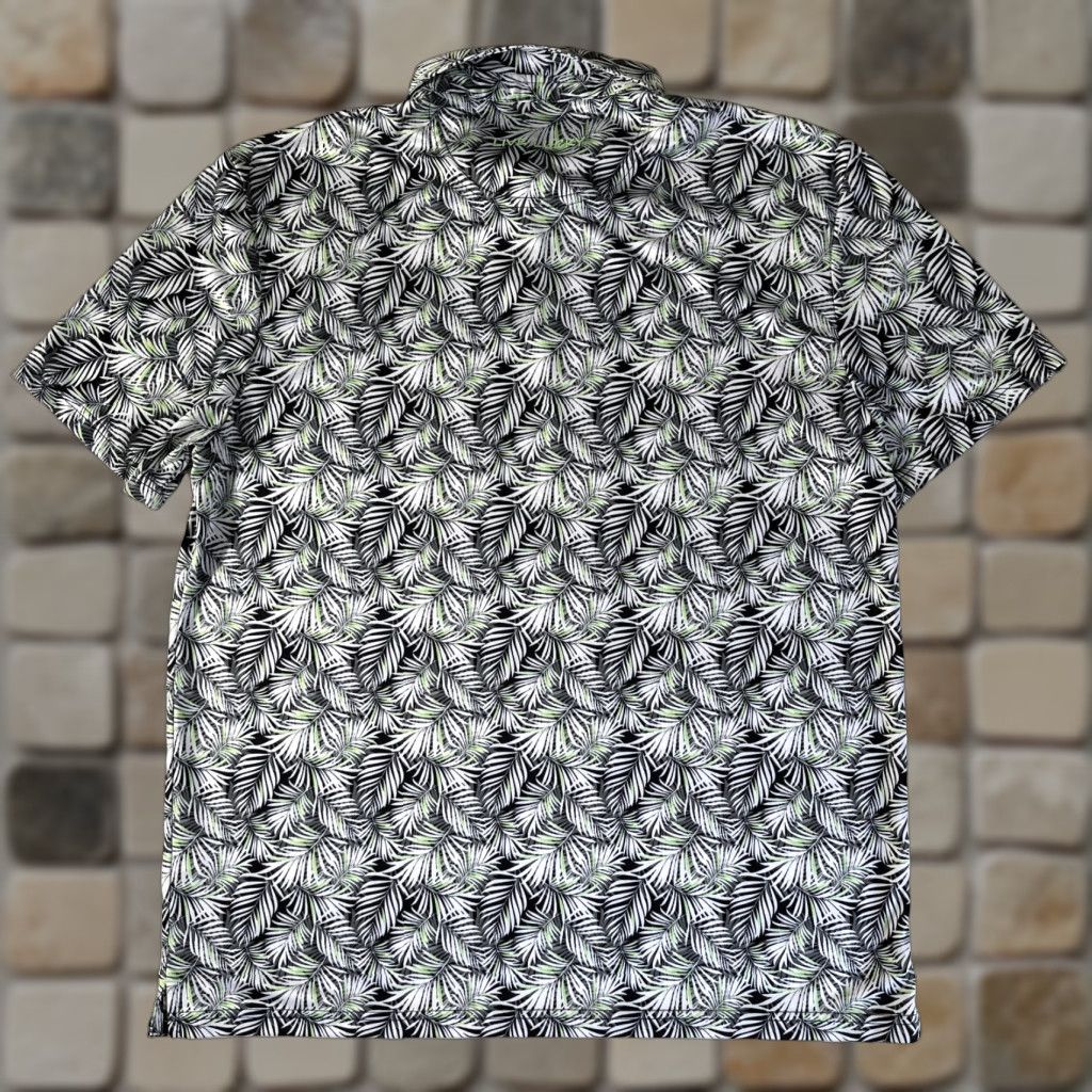 Vintage Black Clover Men's Golf Polo Shirt Club Tropics XL Black White Green Leaves Polo Shirt Mens XL Golf Polo Size US XL / EU 56 / 4 - 1 Thumbnail