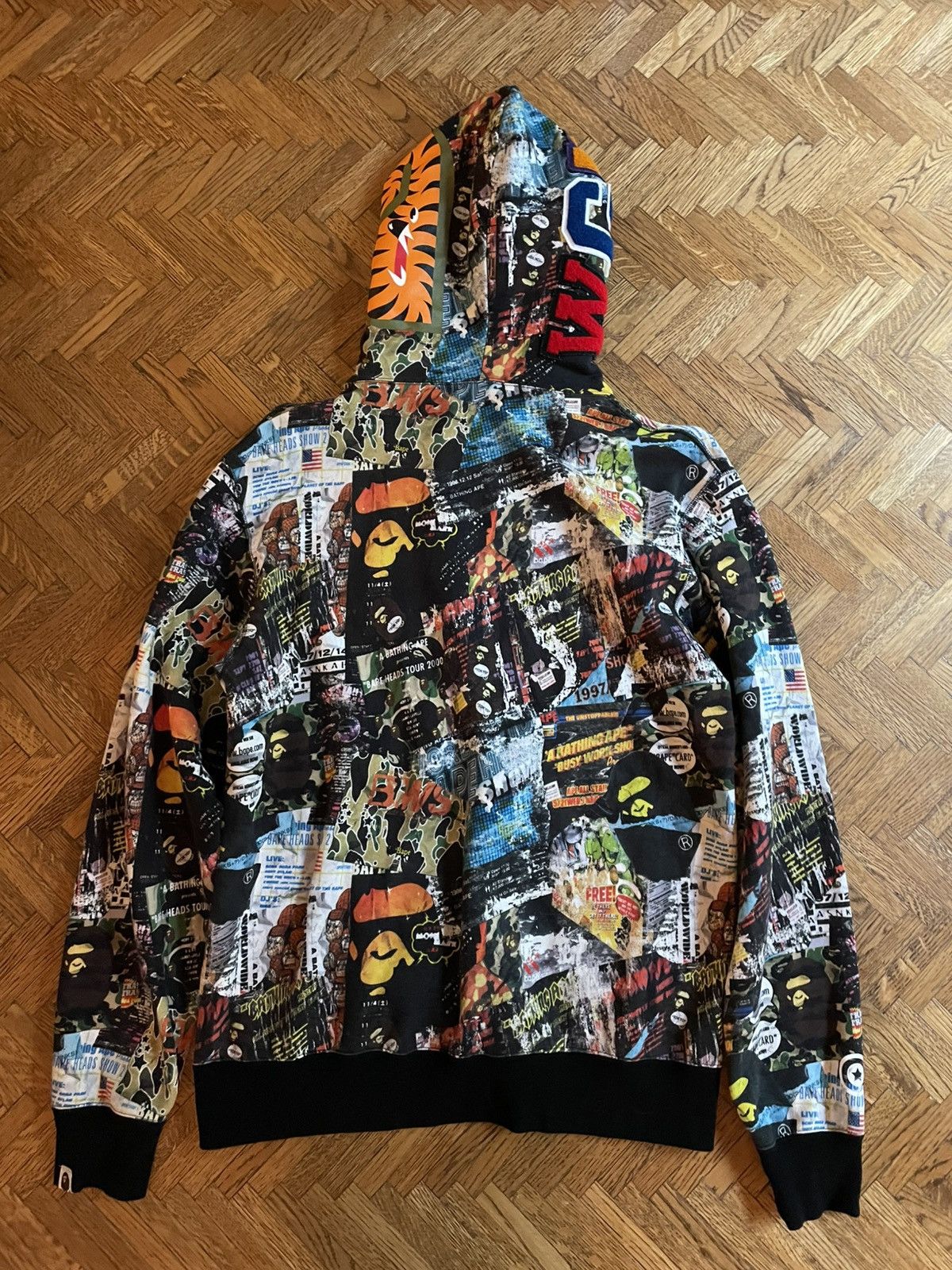 Bape BAPE Flyer Pattern Shark Full Zip Hoodie | Grailed