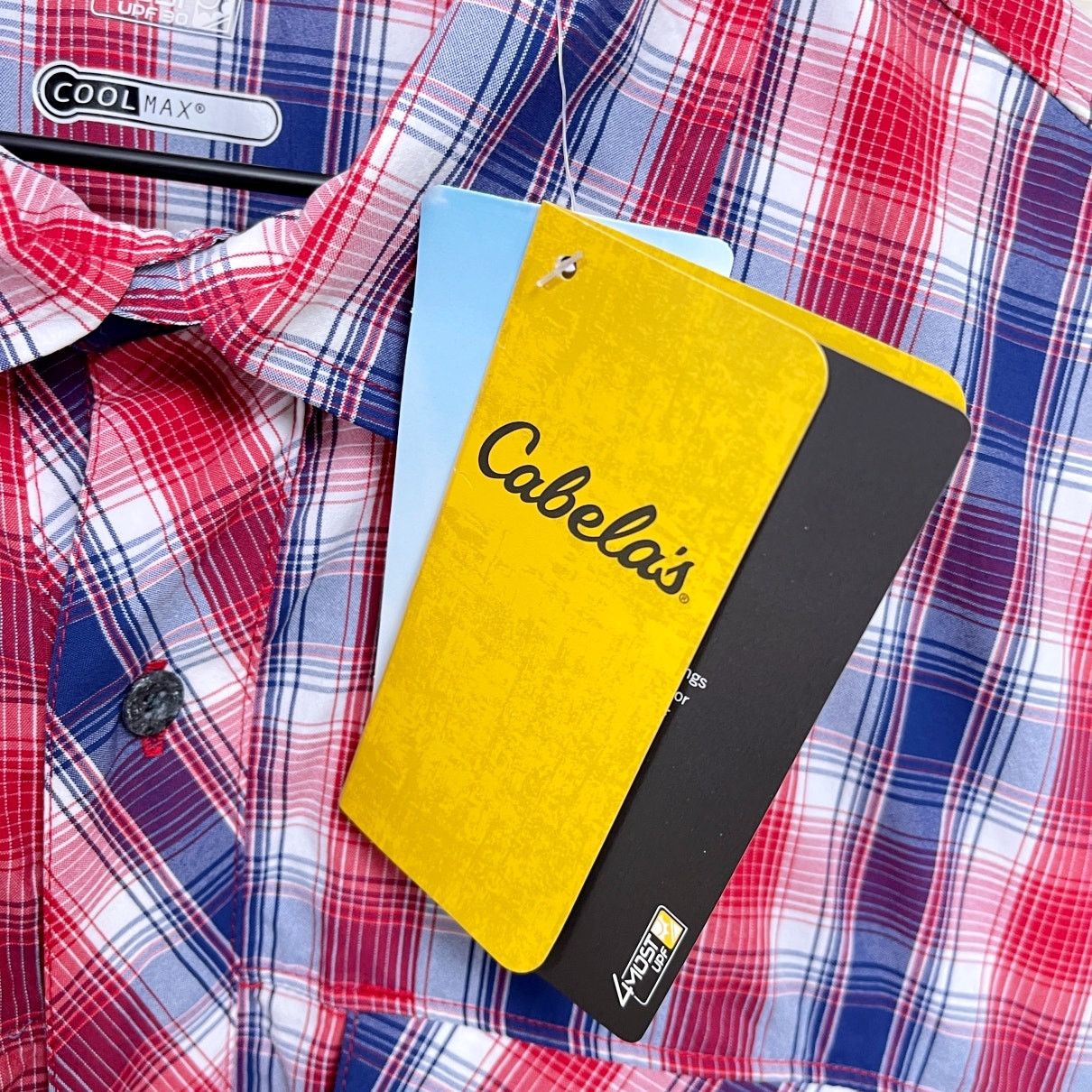 Cabelas Cabelas Short Sleeve Hiking Shirt Red Plaid Cooling Mens XL Size US XL / EU 56 / 4 - 6 Thumbnail