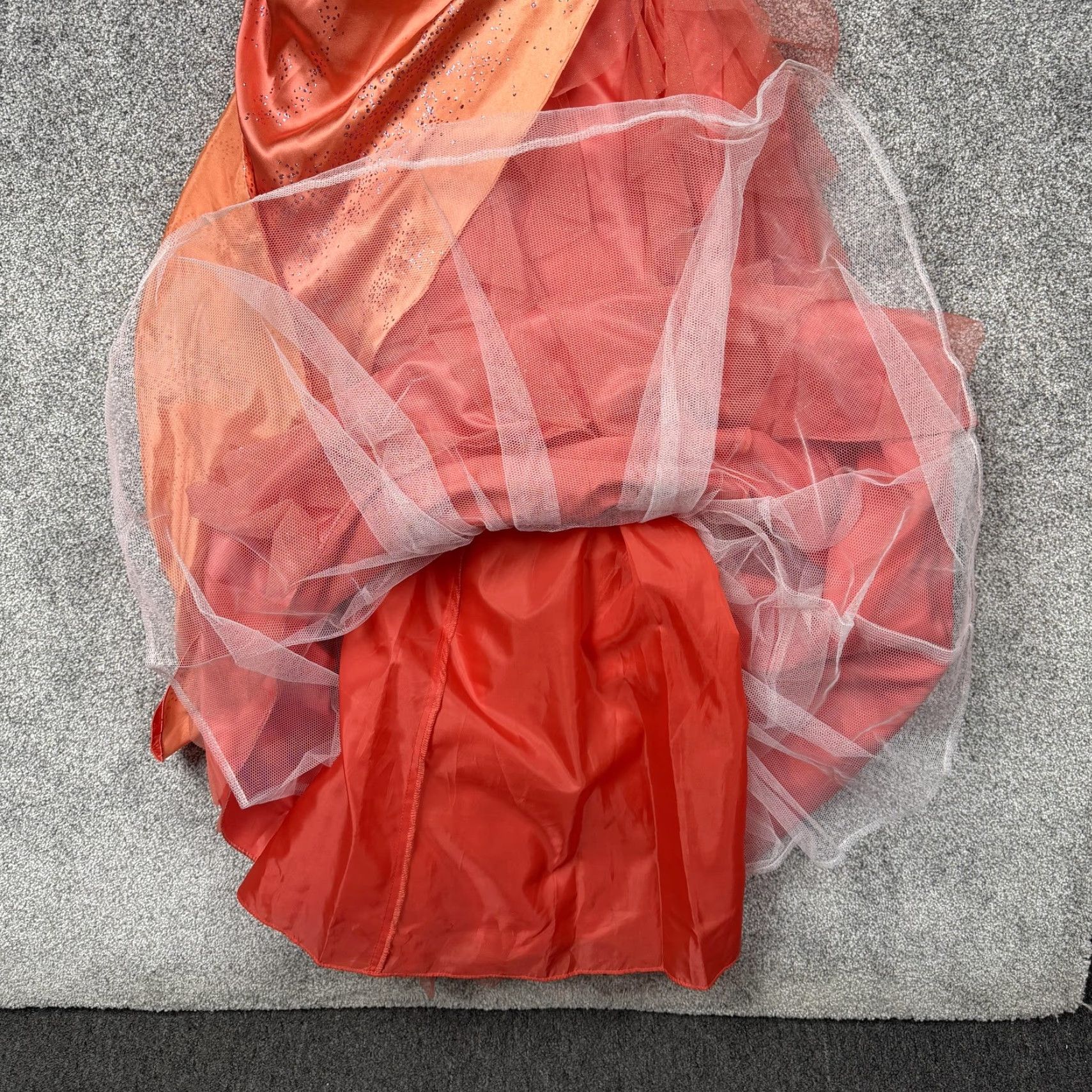 Vintage Vibrant Coral Ombre Ruffle Tier Prom Gown XS Sparkle Mermaid Princess Fairy Y2K Size XS / US 0-2 / IT 36-38 - 7 Thumbnail