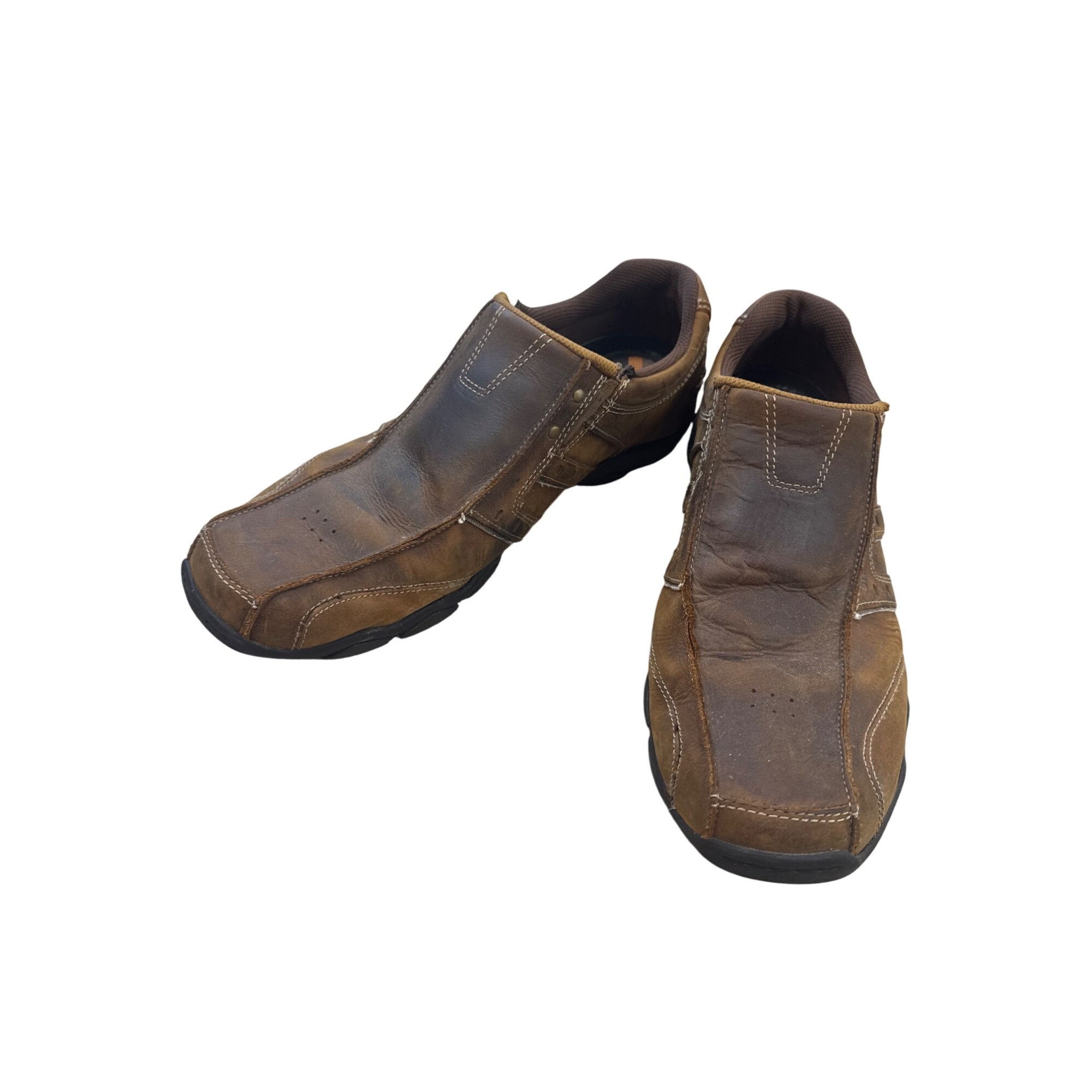 SKECHERS Skechers Mens Brown Leather Slip-On Loafers Size 13 SKU 7445 Size US 13 / EU 46 - 9 Thumbnail