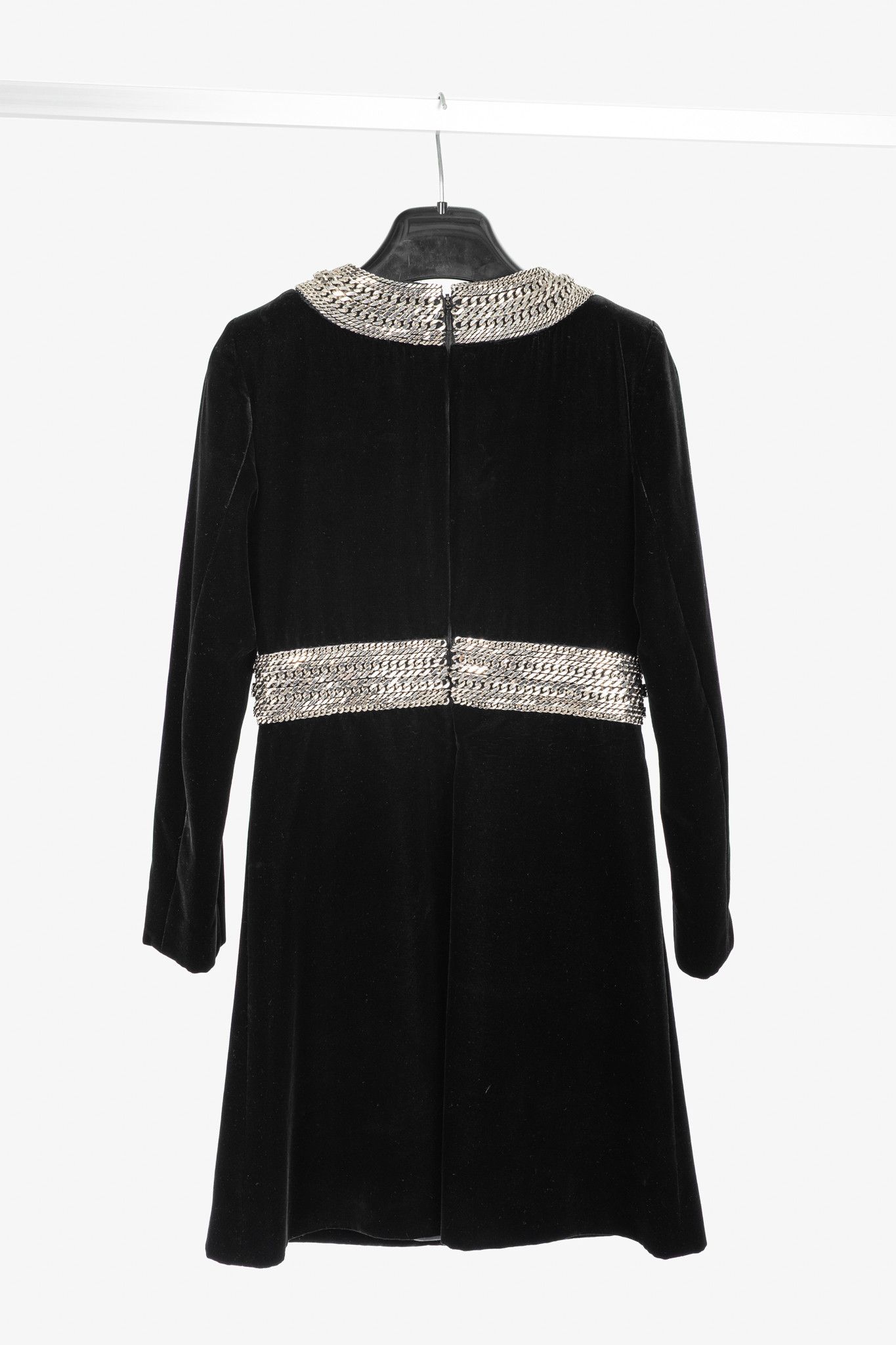 Saint Laurent Paris Saint Laurent AW14 Runway Velvet Chain-Embellished Minidress Size S / US 4 / IT 40 - 2 Thumbnail