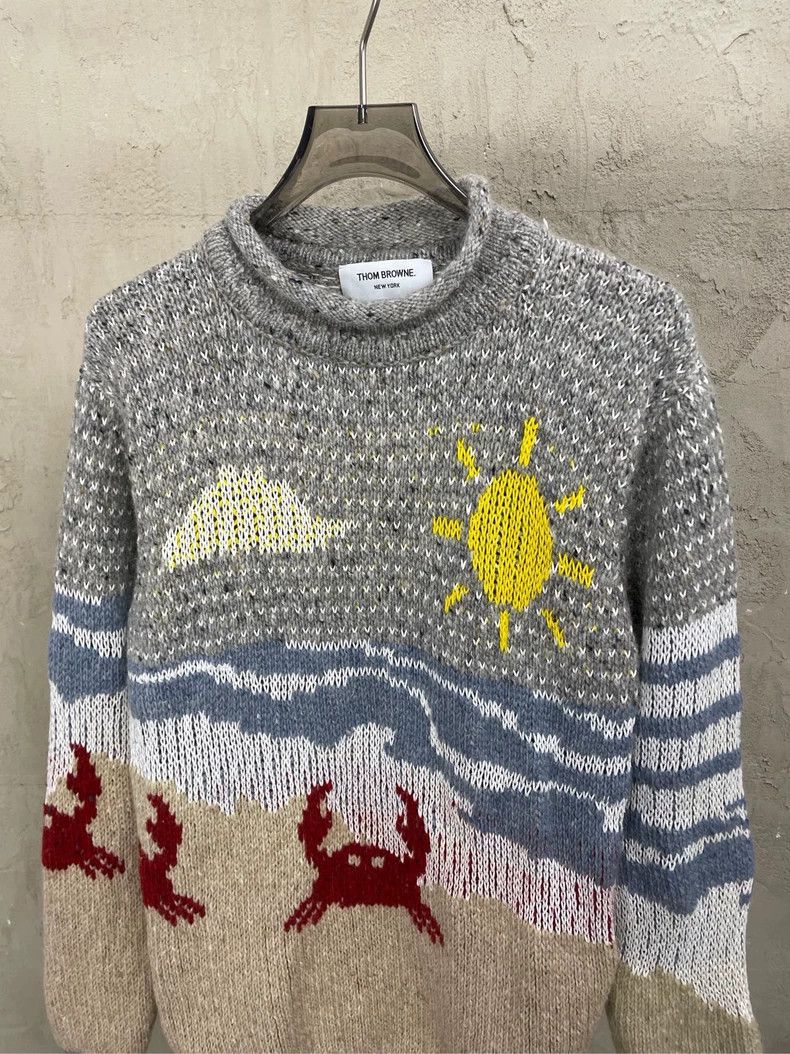 Thom Browne Thom Browne size2 Gray and white blended wool round collar Size US M / EU 48-50 / 2 - 3 Thumbnail