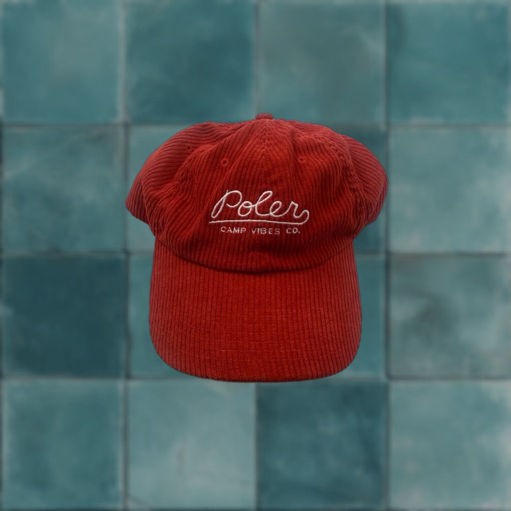 Poler VINTAGE Poler Baseball Cap Adjustable Red Corduroy Camp Vibes Mens Size ONE SIZE - 1 Thumbnail