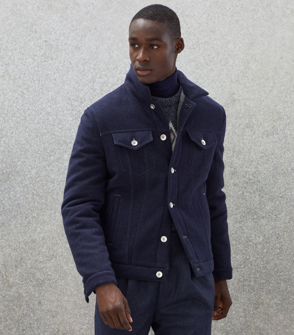 Brunello Cucinelli o1w1db10924 Rev Wr Cash Outerwear in Medium Blue Size US XL / EU 56 / 4 - 1 Thumbnail
