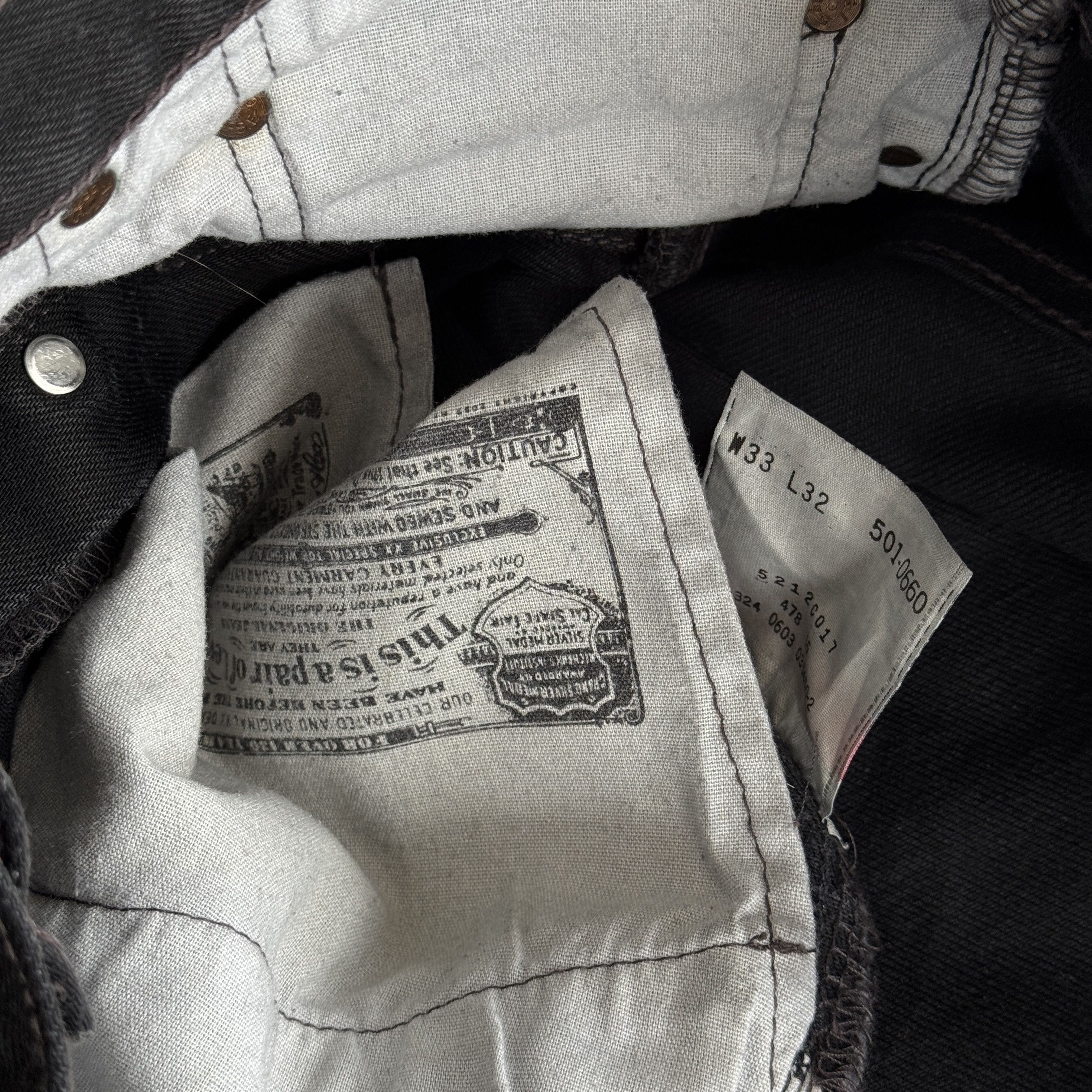 Levi's Levi’s 501 Original Fit Black Denim Jeans 33x32 Size US 33 - 7 Thumbnail