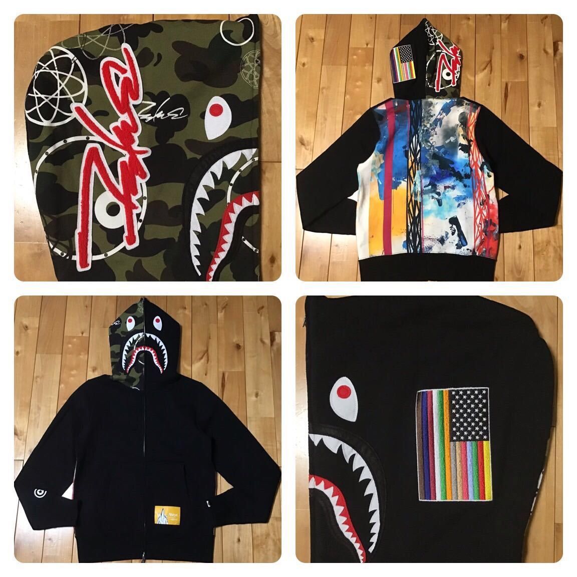 image of Bape × Futura Shark Full Zip Hoodie A Bathing Ape in Black, Men's (Size Small)