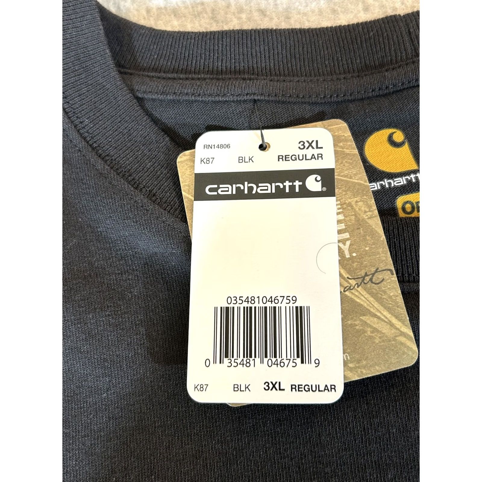 Carhartt Carhartt Mens K87 Shirt 3XL Black Short Sleeve Pocket Original Fit Workwear Crew Neck (Jersey) Mens Size US XXL / EU 58 / 5 - 4 Thumbnail