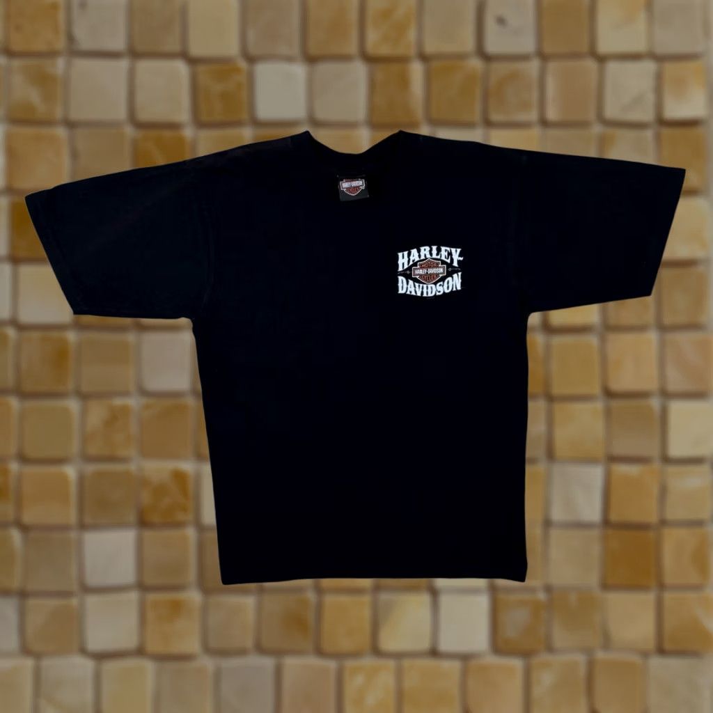 Harley Davidson Harley-Davidson Vintage T-Shirt Biker Graphic Print Qatar - Black, Size L, Men, Short Sleeve, Cotton, Logo, 2006, US Made, Regular Fit Size US L / EU 52-54 / 3 - 1 Thumbnail