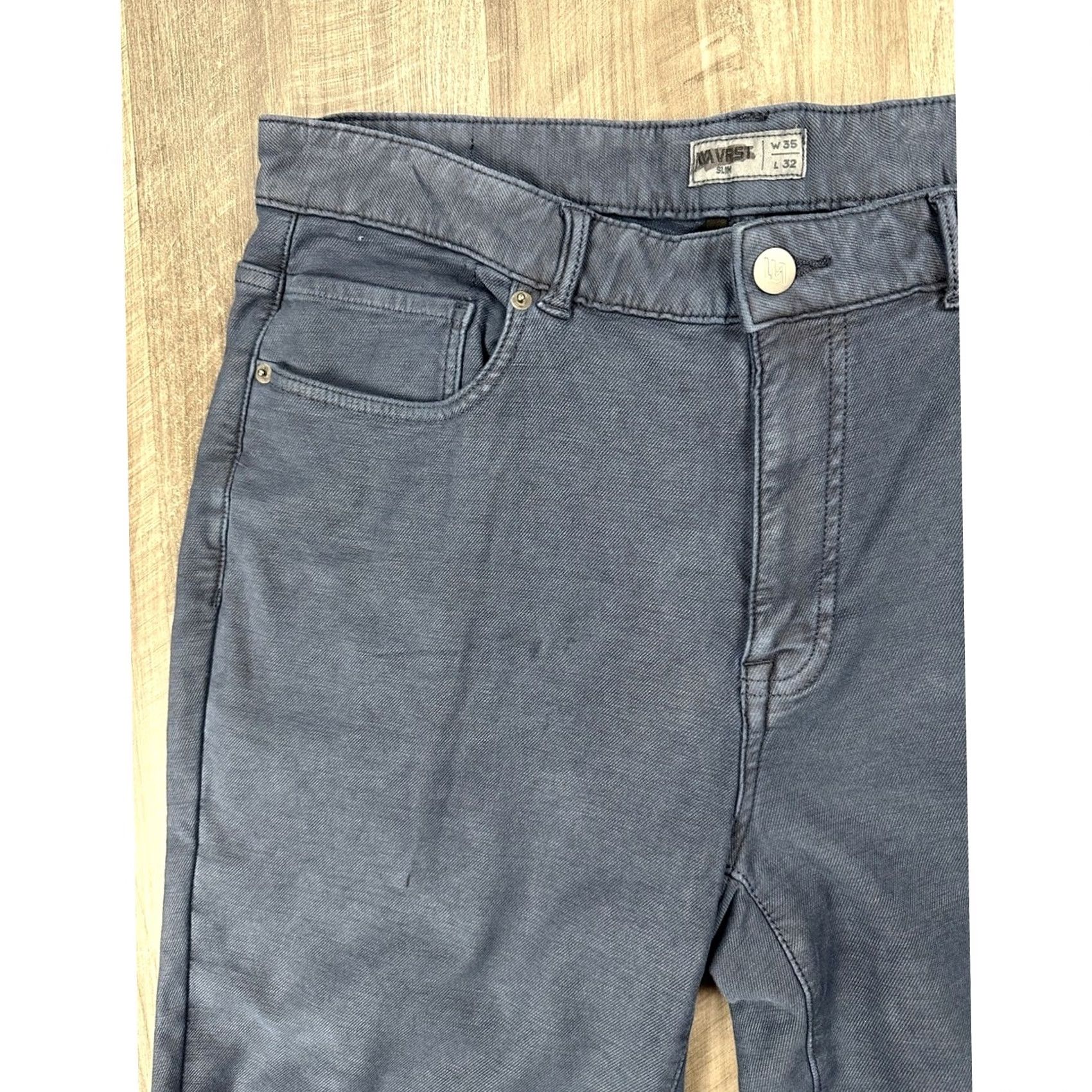 Vintage VRST Slim Fit Jeans 5 Pocket 4-Way Stretch 35x32 Navy Blue Men Slim Straight Denim Trousers Size US 35 - 6 Thumbnail