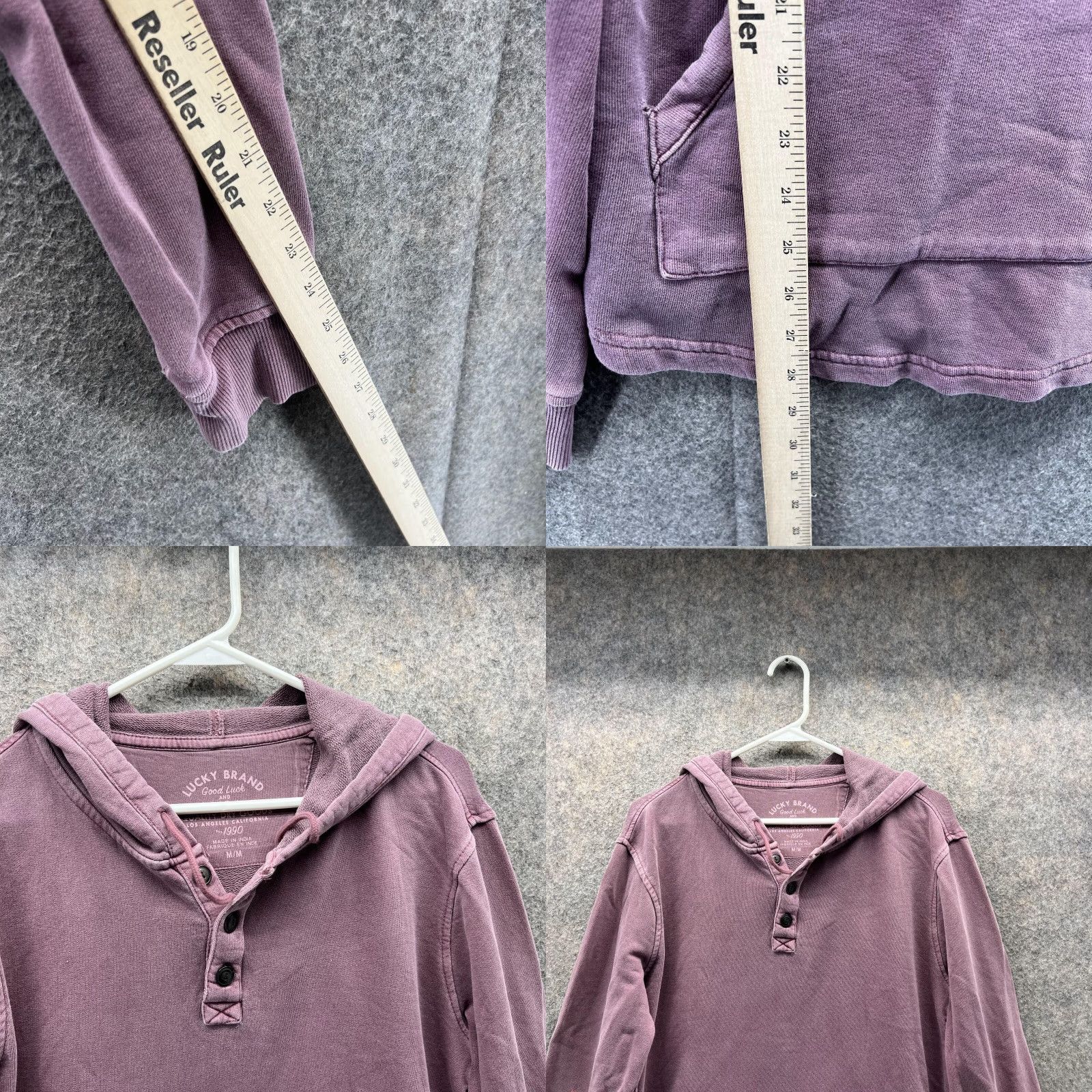 Lucky Brand Lucky Brand Sweater Hoodie Mens Medium Purple Pullover Casual 1990s Pattern: Solid Vintage: No Size US M / EU 48-50 / 2 - 8 Thumbnail