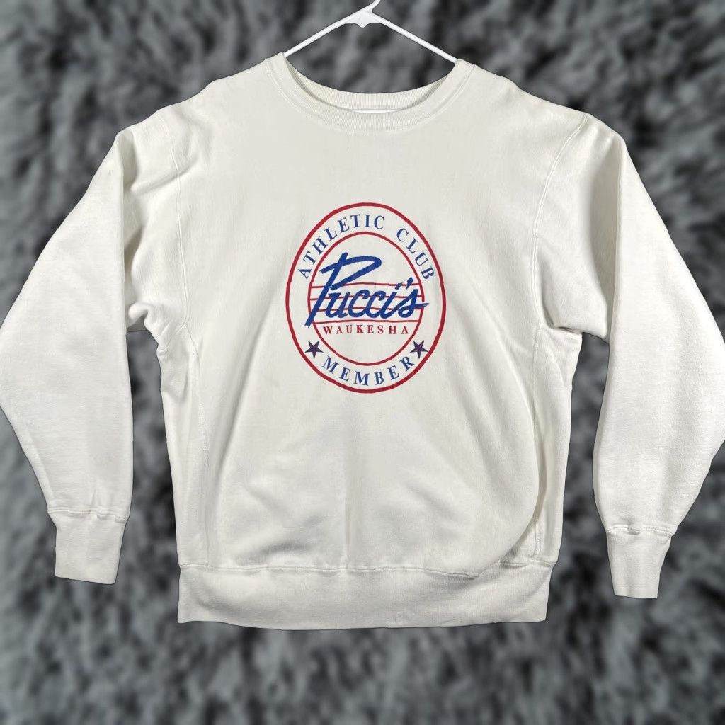 Vintage VINTAGE Sand-Knit Sweatshirt Mens 2XL White Pucci's Athletic Club Crewneck USA Shirt Mens 2XL White Graphic Print Sports Vintage Size US XXL / EU 58 / 5 - 1 Thumbnail