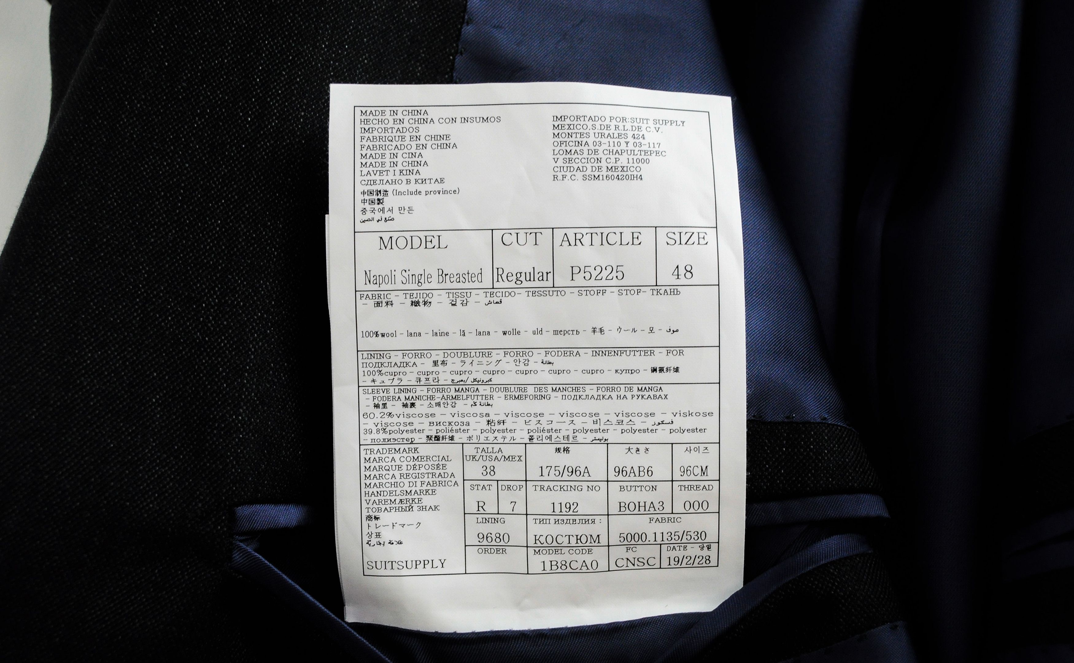 Suitsupply NAPOLI UK38R Wool Super110 Grey Blazer 54496 Size 38R - 6 Thumbnail