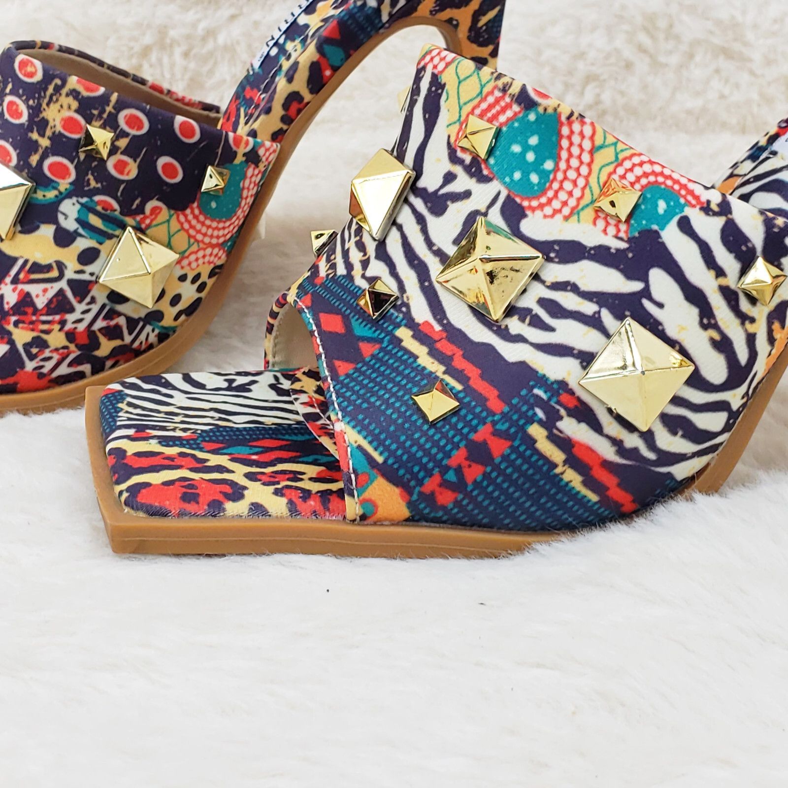Other Popo Slip On Square Open Toe High Heel Clogs Mules Slides Mu Size US 7 / IT 37 - 3 Thumbnail