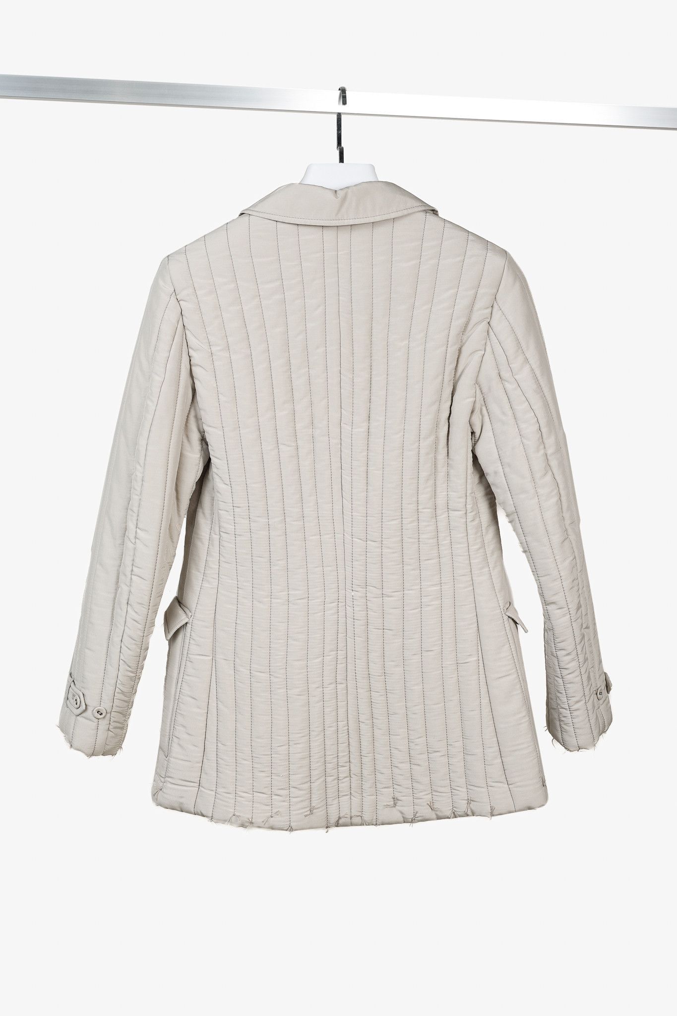 Bottega Veneta Bottega Veneta Taupe Grey Quilted Silk Collared Jacket Size S / US 4 / IT 40 - 2 Thumbnail
