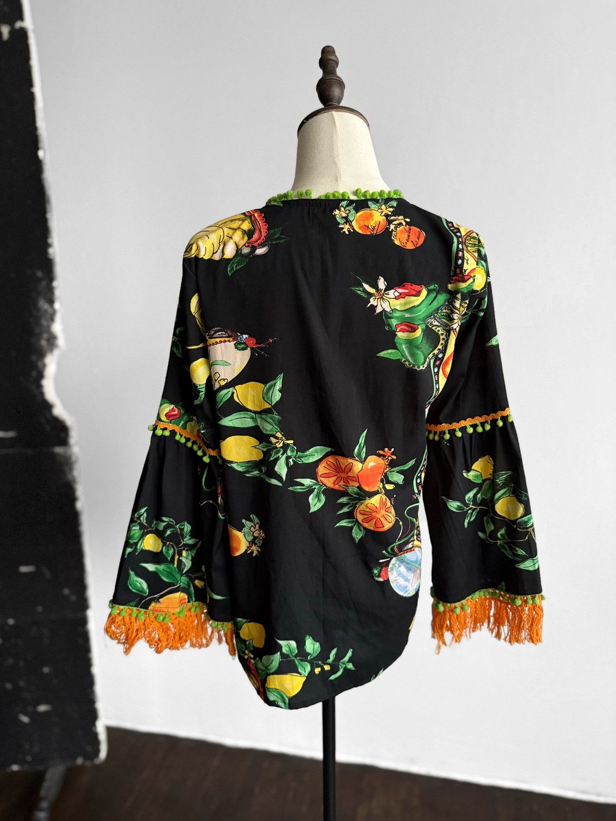 Other Antica Sartoria Womens Black Floral Fruit Print Blouse Top Size S / US 4 / IT 40 - 5 Thumbnail