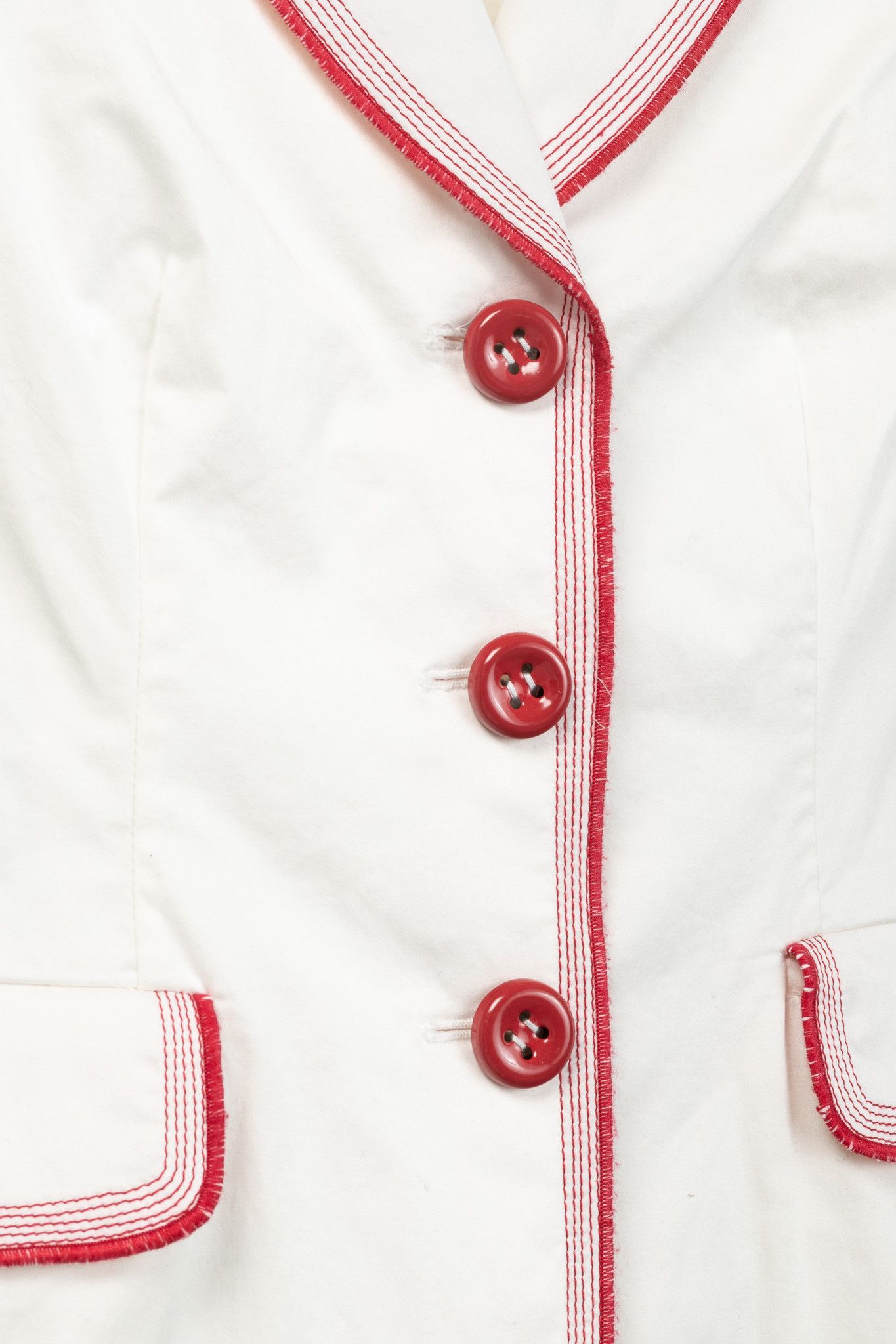 Moschino Moschino Cheap and Chic White Cotton Red-Embroidered Blazer Size M / US 6-8 / IT 42-44 - 8 Thumbnail